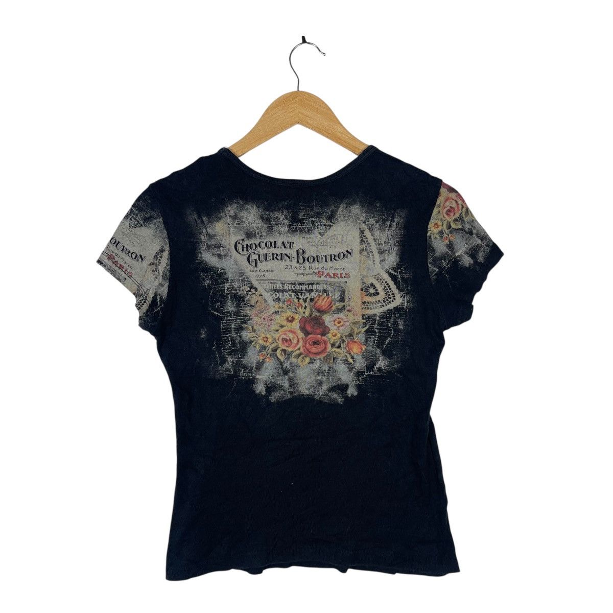 Vintage Fornia Vintage Floral Graphic T Shirt Paris Chocolat Grunge Size S / US 4 / IT 40 - 4 Thumbnail