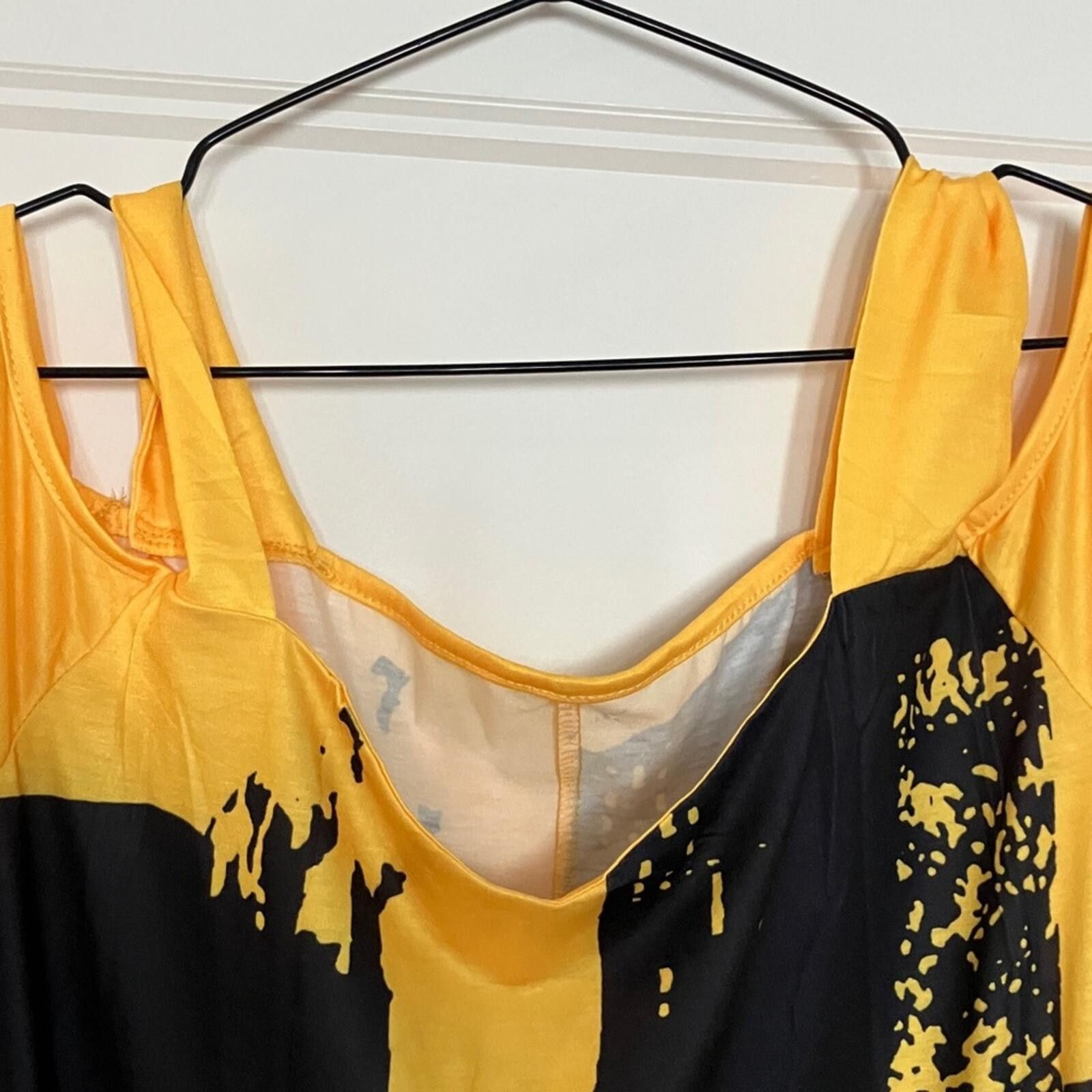 Other NIB Yellow and Black Abstract Print Maxi Dress - Women Size XL / US 12-14 / IT 48-50 - 7 Thumbnail