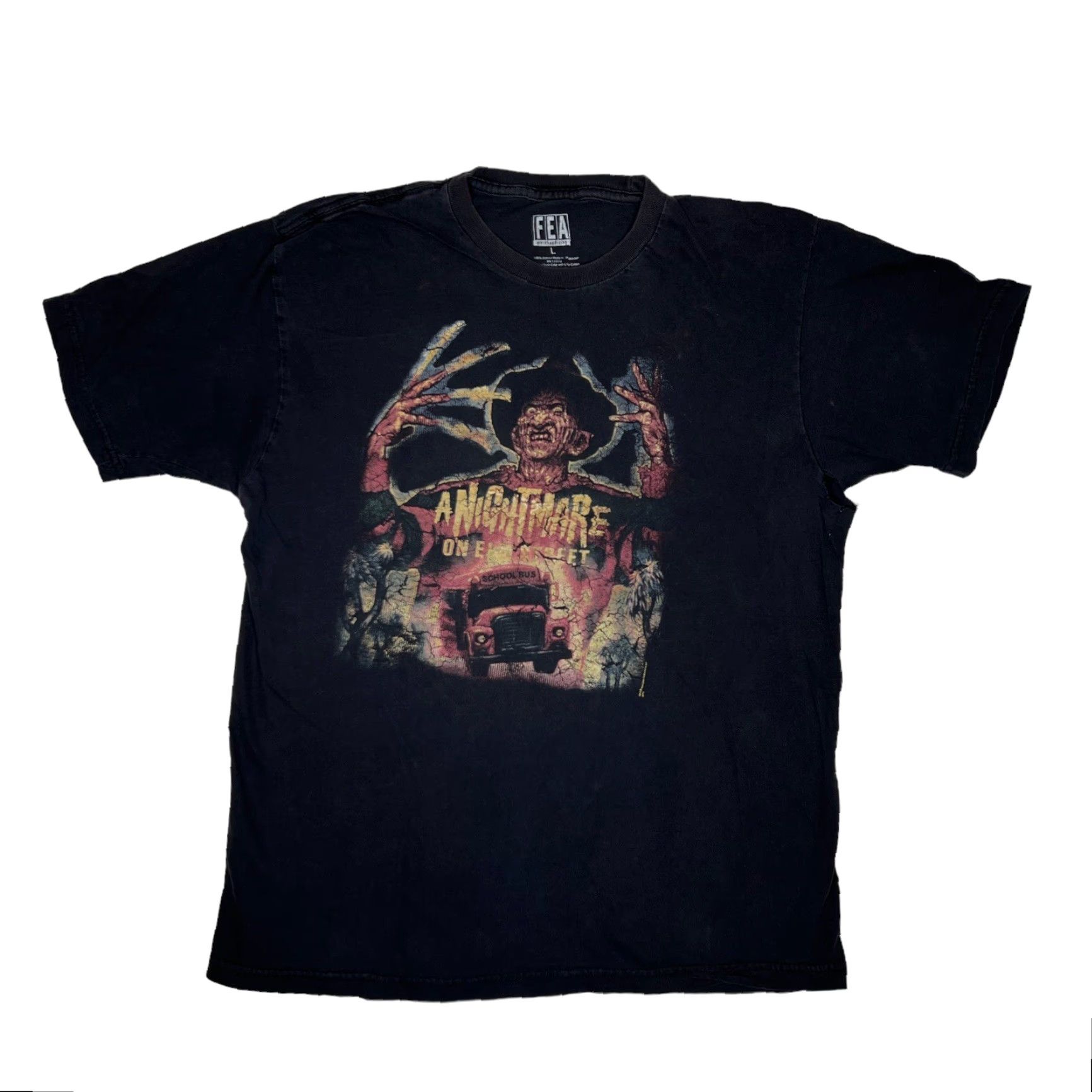 Vintage VINTAGE A Nightmare on Elm Street T-Shirt Freddy Krueger FEA Merchandising L Black Men Short Sleeve 80s Halloween Horror Movie Shirts Mens Size US L / EU 52-54 / 3 - 2 Thumbnail