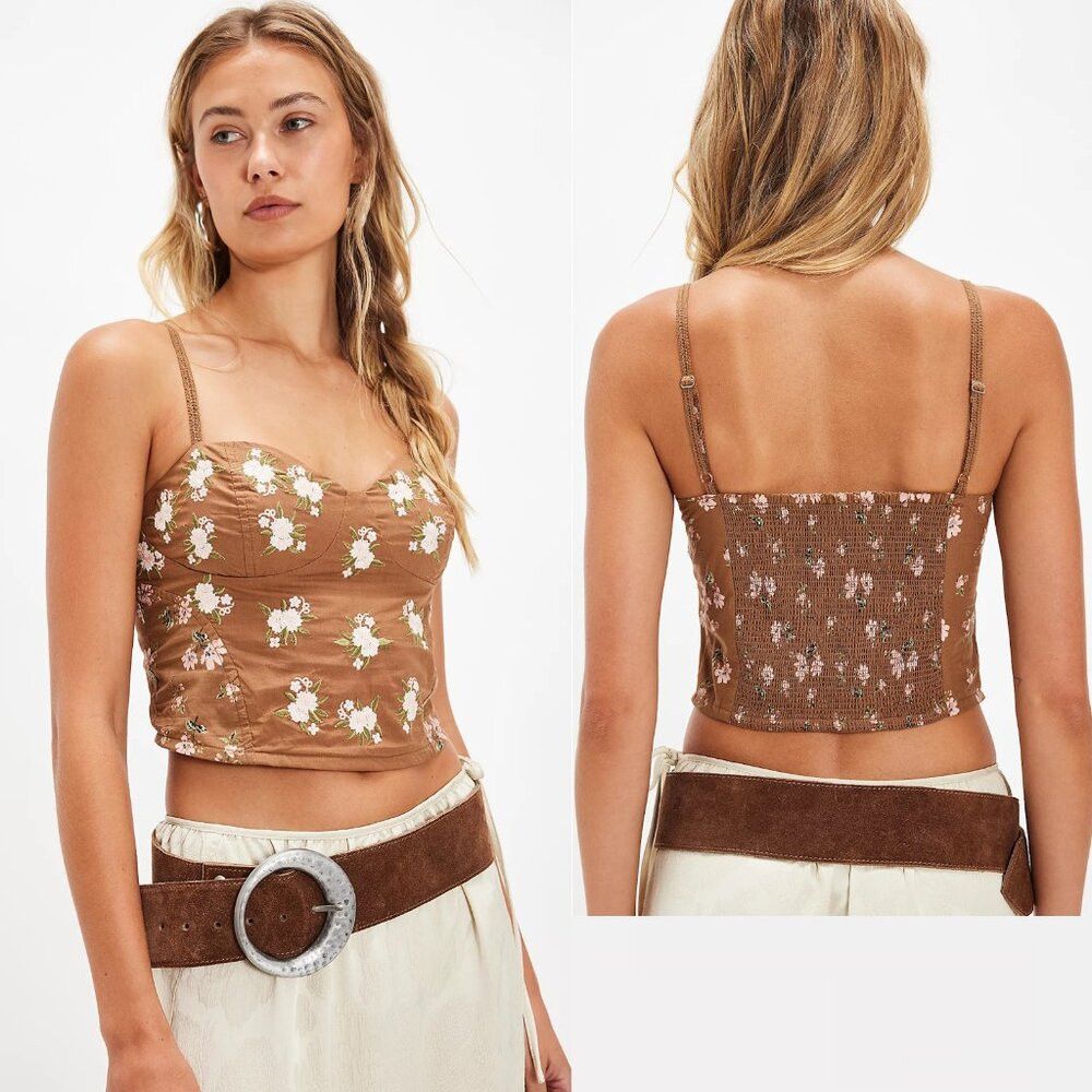Free People NWT New $98 Free People Wild Flowers Embroidered Bustier Br Size S / US 4 / IT 40 - 1 Thumbnail