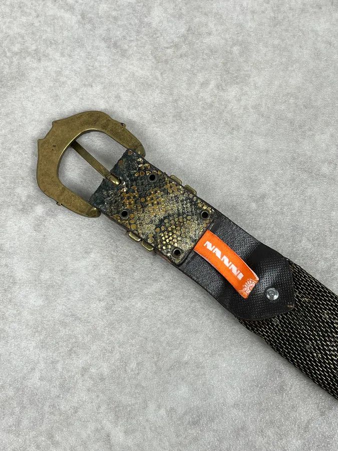 Vintage 2000s Nanni Embellished Metal Python Effect Leather Belt Size ONE SIZE - 6 Thumbnail
