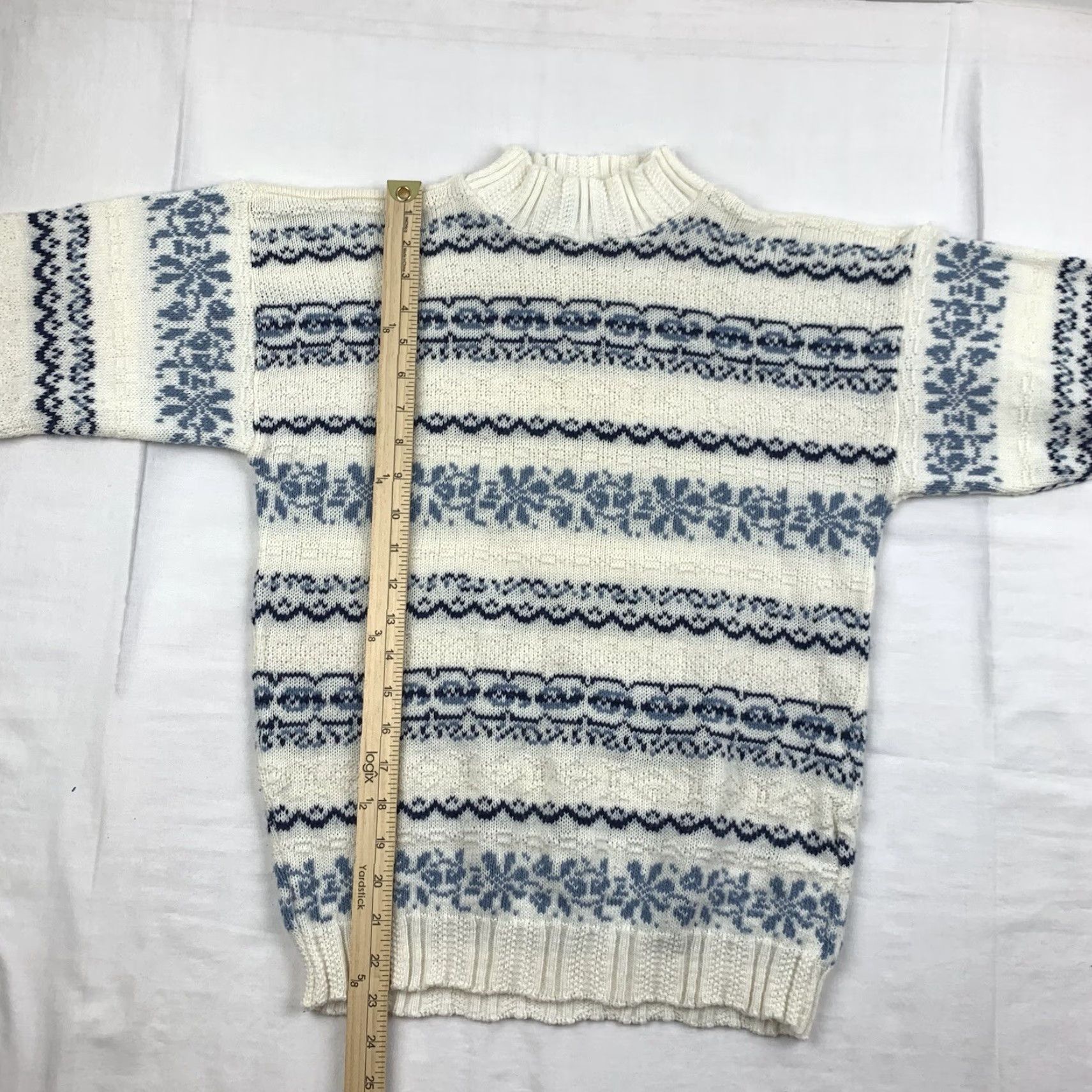 Vintage VINTAGE American Pride Sweater Womens M White Blue Knit Pullover Crewneck 90s 80s Pullover Womens Size M / US 6-8 / IT 42-44 - 7 Thumbnail