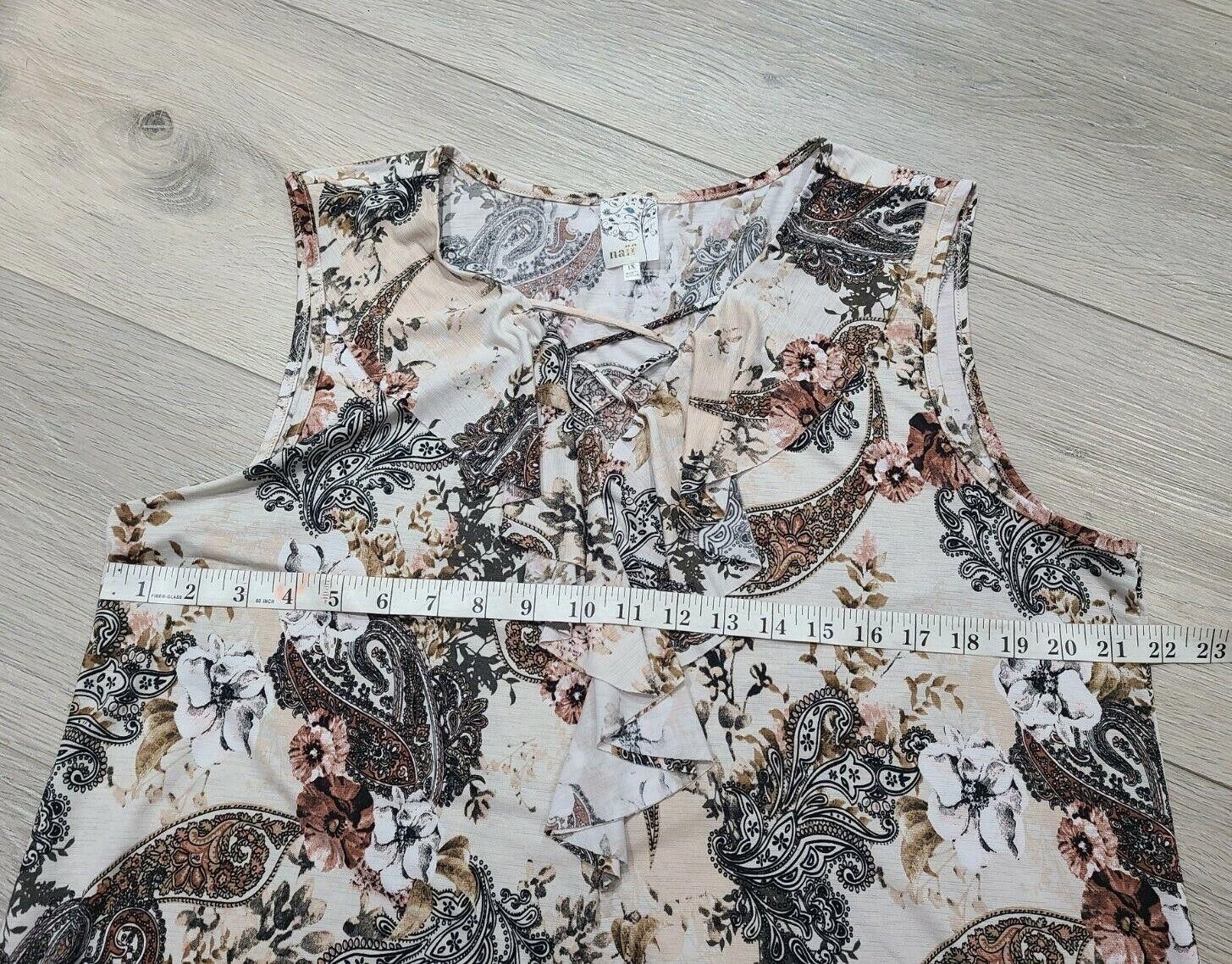 narifuri Naif Top 1x Plus Size V Neck Criss Cross Stretch Floral Size XL / US 12-14 / IT 48-50 - 4 Thumbnail