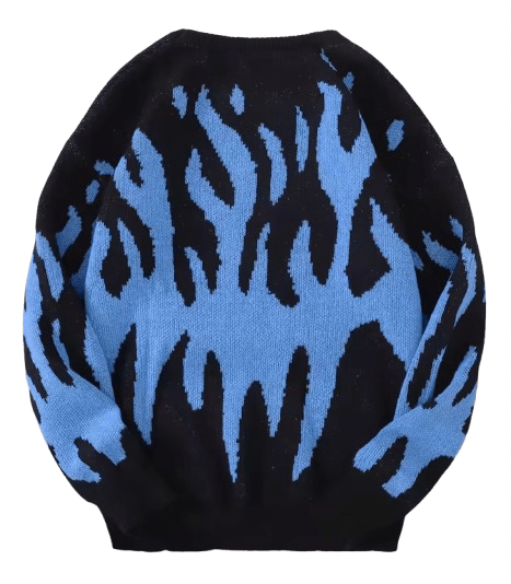 Japanese Brand Fire Flame Pattern Sweater Jacquard Knitted Sweatshirt Size US XL / EU 56 / 4 - 2 Thumbnail