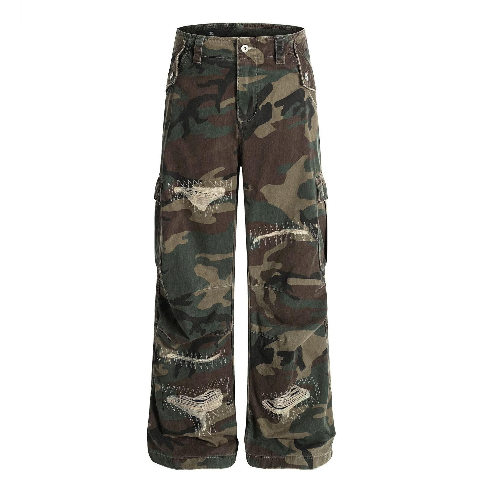 Other Camouflage Distressed Cargo Pants, Wide Leg Utility Pants Size US 32 / EU 48 - 5 Thumbnail