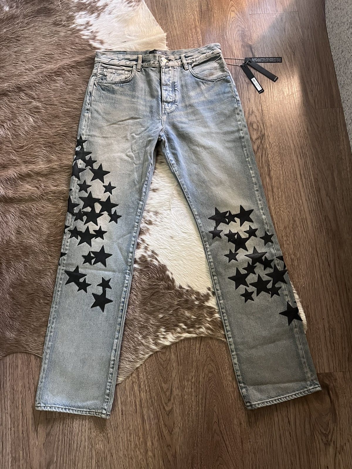 Amiri Amiri Leather Stars Straight Jean SS23 | Grailed
