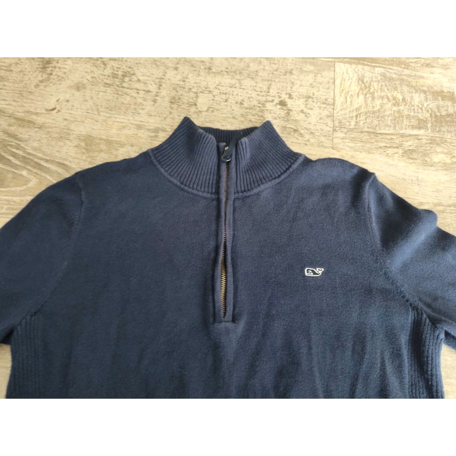Vineyard Vines VINTAGE Vineyard Vines Women's Sweater Quarter Zip Pullover Long Sleeve Blue Cotton Slim Fit Size S Size S / US 4 / IT 40 - 6 Thumbnail