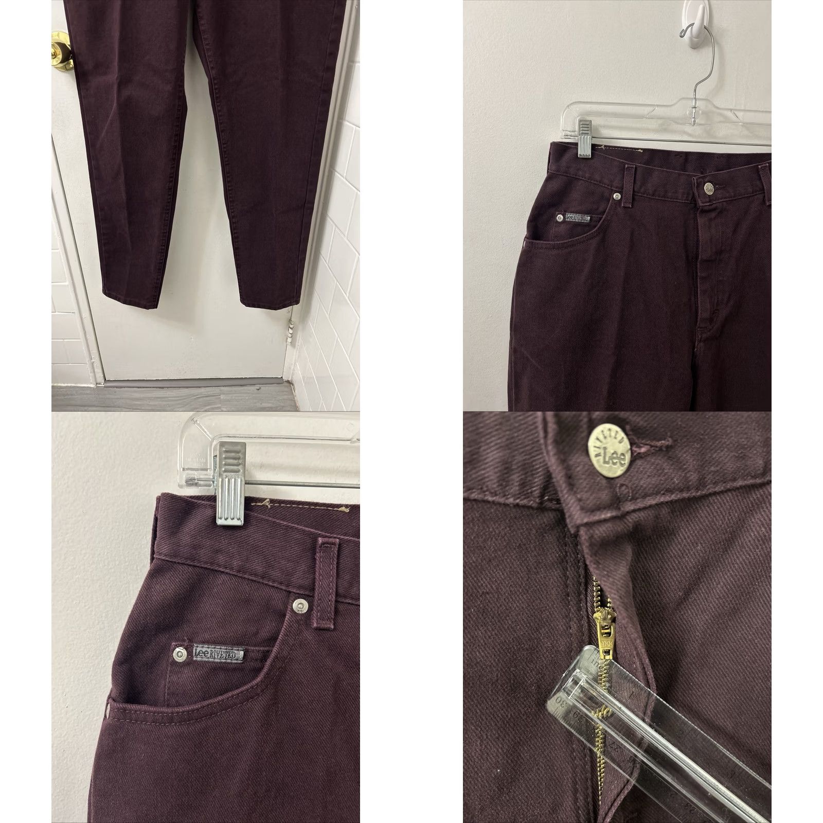 Lee VINTAGE Lee Riveted Jeans Womens 14x31 Burgundy Made In USA YKK Denim NWT S(Burgundy) Purple Jeans 5-Pocket Mens Womens Girls? Size 36" / US 14 / IT 50 - 8 Thumbnail