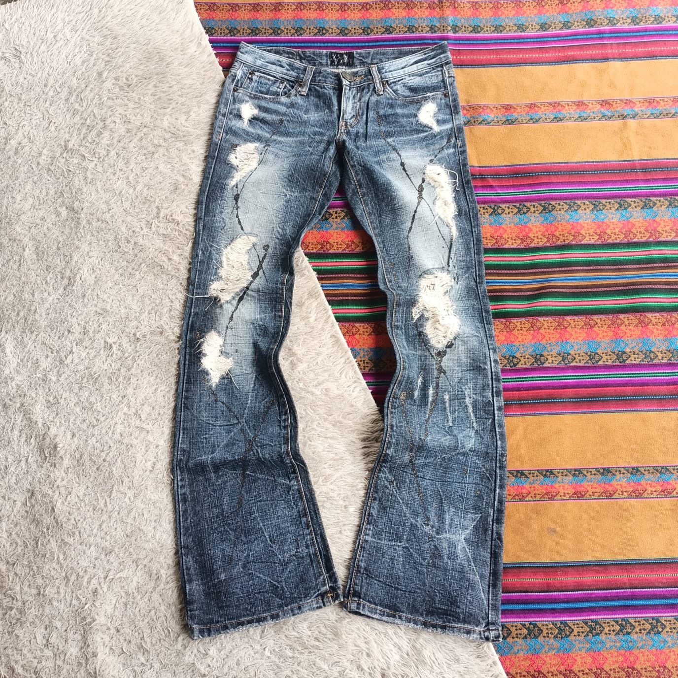 GOSTAR DE FUGA × Japanese Brand BB67J splatter paint flare denim Size US 31 - 1 Thumbnail