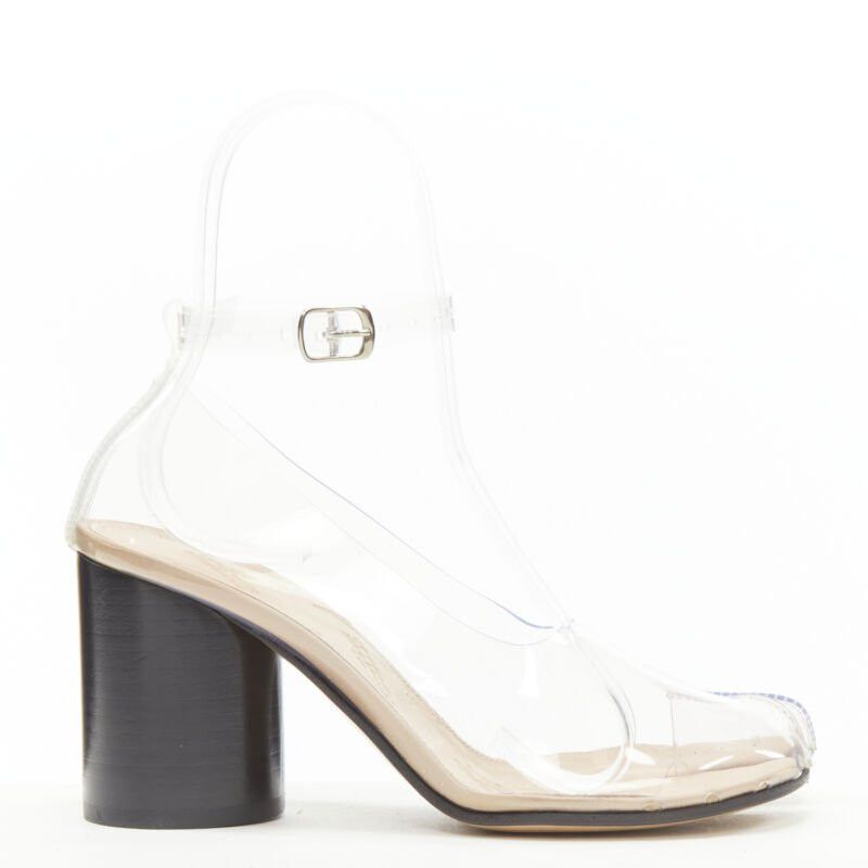 Maison Margiela new MAISON MARGIELA Tabi PVC transparent clear ankle strap cone heel pump EU36 Size US 6 / IT 36 - 1 Thumbnail