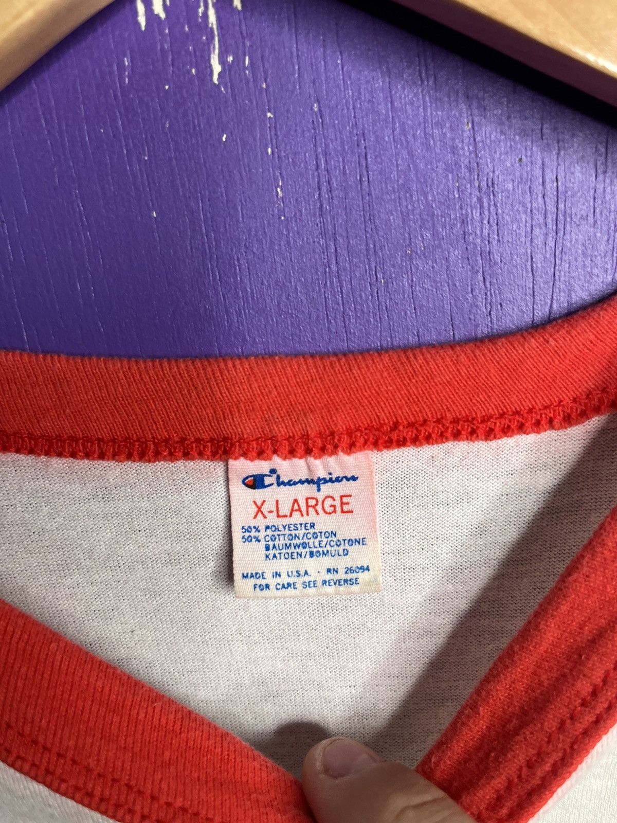 Champion × Vintage Vintage 80s Champion MAC tools ringer t-shirt Size US L / EU 52-54 / 3 - 4 Thumbnail
