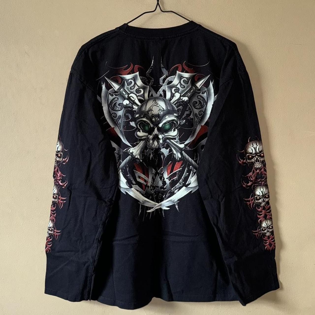 Vintage Y2K 2000s Cyber Skull Tribal Glow In The Dark Longsleeve Tee Size US XL / EU 56 / 4 - 2 Thumbnail