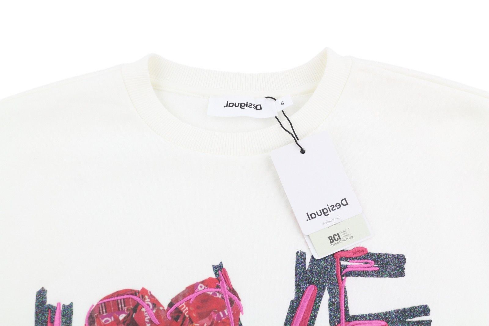Desigual MAKER S White Glitter Embroidered Sweatshirt 88763 Size S / US 4 / IT 40 - 7 Thumbnail