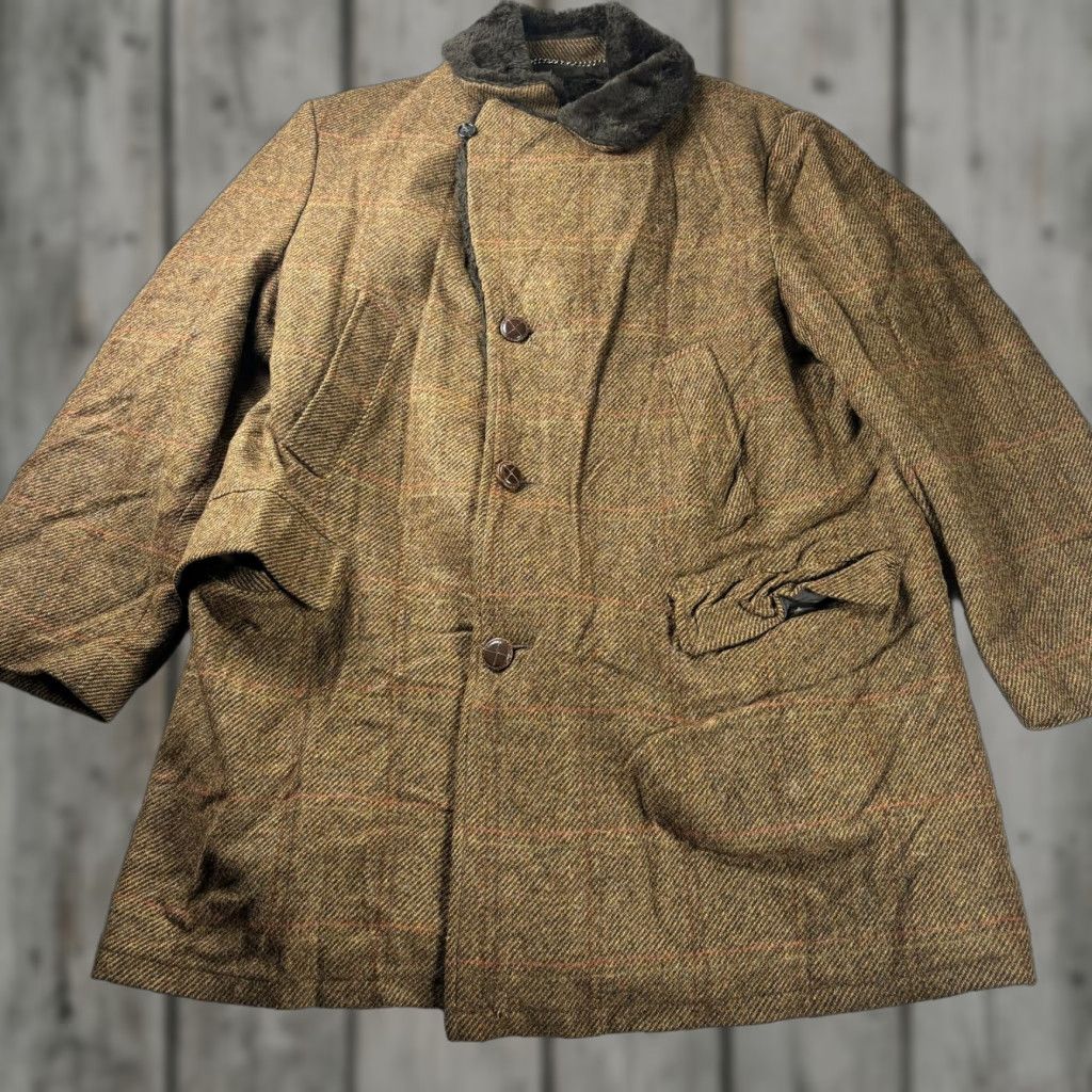 Vintage Imperial Weatherwear Coat Mens 44R Herringbone Tweed Borg Lined USA
