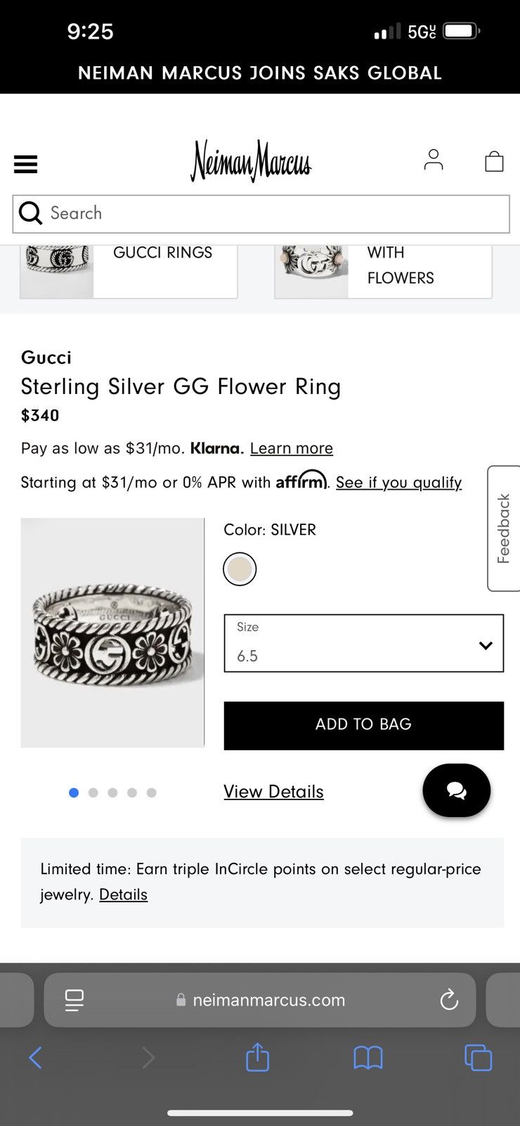 Gucci silver GG flower ring Size ONE SIZE - 5 Thumbnail