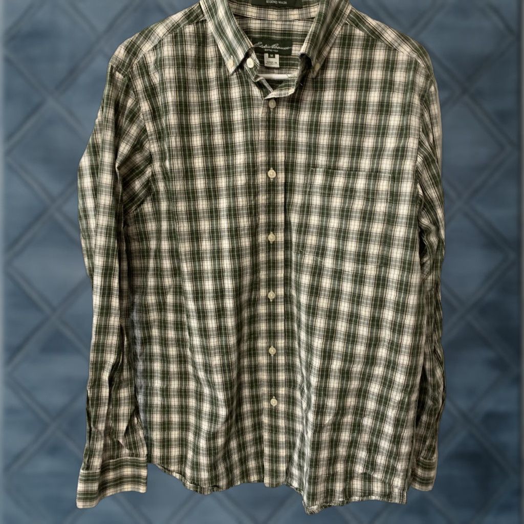 Eddie Bauer Eddie Bauer Legend Wash Plaid Shirt Long Sleeve Green Mens Medium Preowned Size US M / EU 48-50 / 2 - 1 Thumbnail