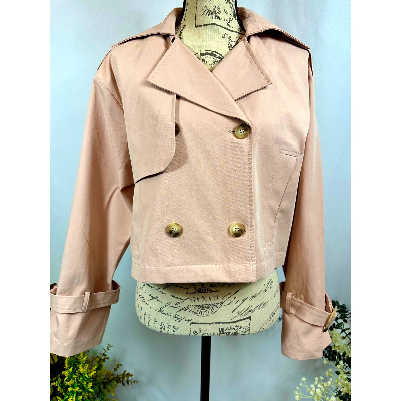 Other Elodie Eleanor Cropped Buckle Cuff Trench Coat Baby Pink M Size M / US 6-8 / IT 42-44 - 5 Thumbnail
