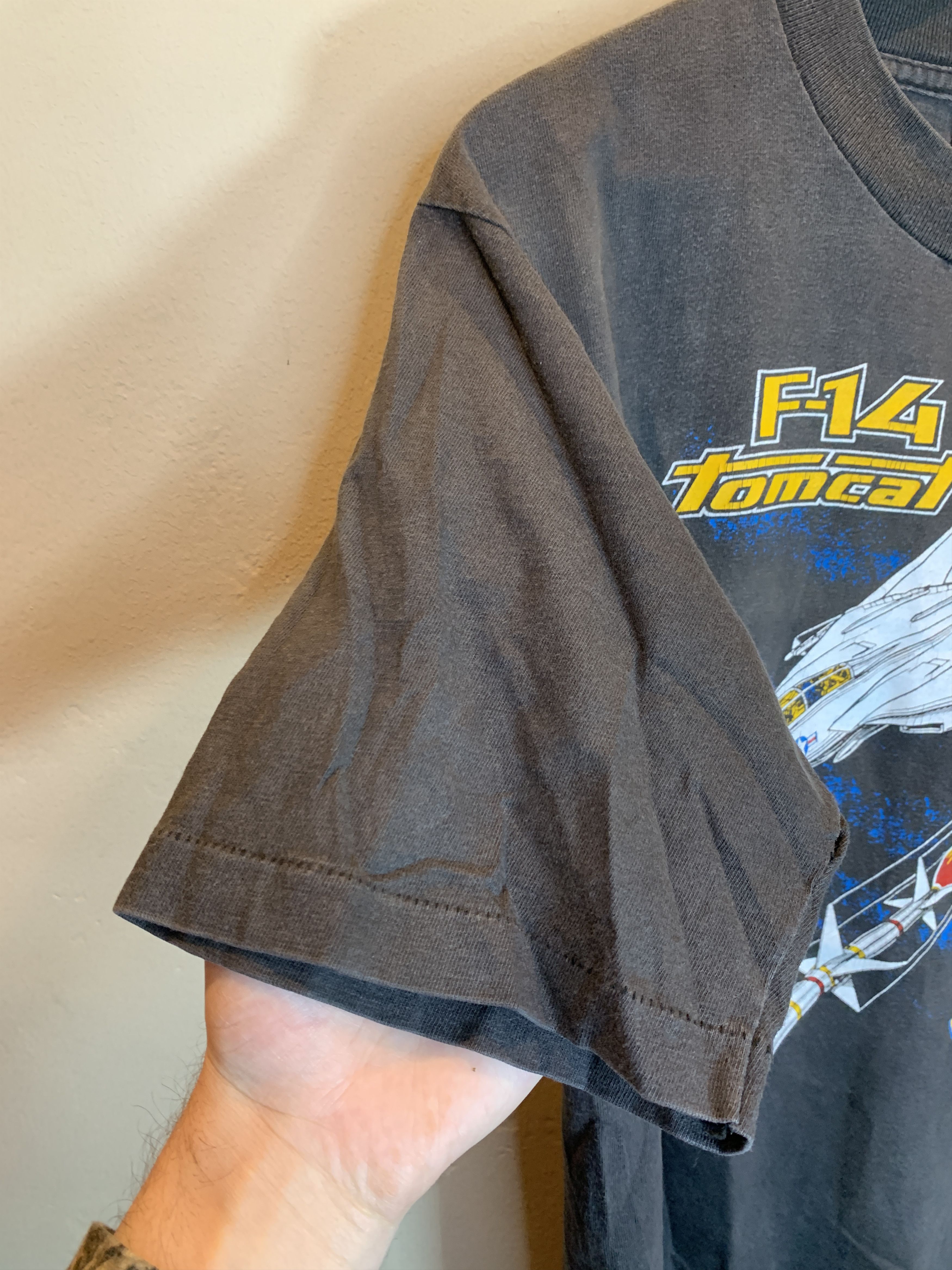 Vintage RARE Vintage 80s F14 Tomcat Top Gun Military Jet Plane Shirt Size US L / EU 52-54 / 3 - 7 Thumbnail