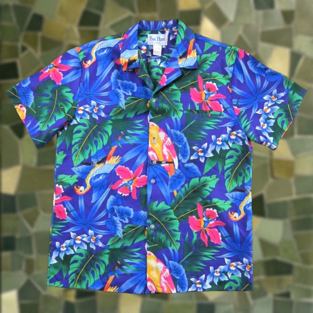 Vintage VINTAGE Kai Nani Blue Pink Green Bird Tropical Short Sleeve Hawaiian Shirt Men L Size US L / EU 52-54 / 3 - 1 Thumbnail