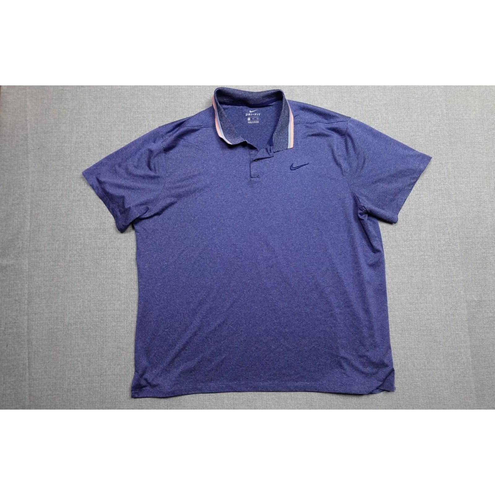 Nike Nike Dri-FIT Polo Mens 2XL Blue Stripe Performance Lightweight Stretch Golf Shirt Size US XXL / EU 58 / 5 - 3 Thumbnail