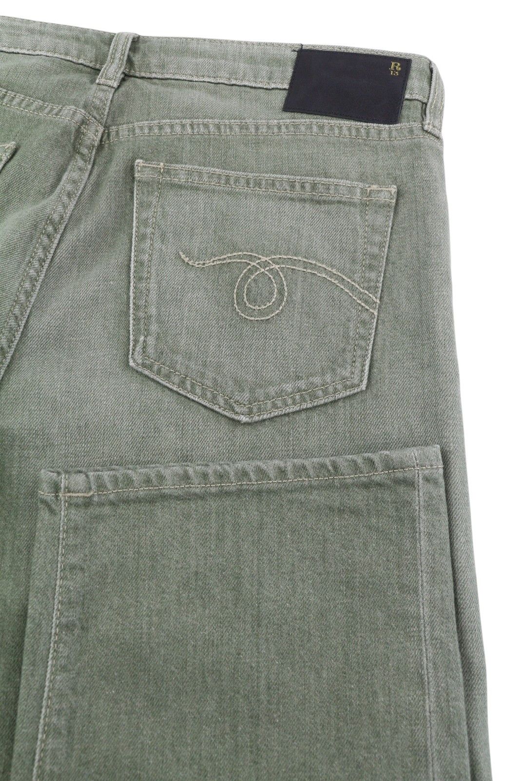 R13 BOY STRAIGHT 31 Cropped Army Green Stretch 84484 Size 31" - 6 Thumbnail