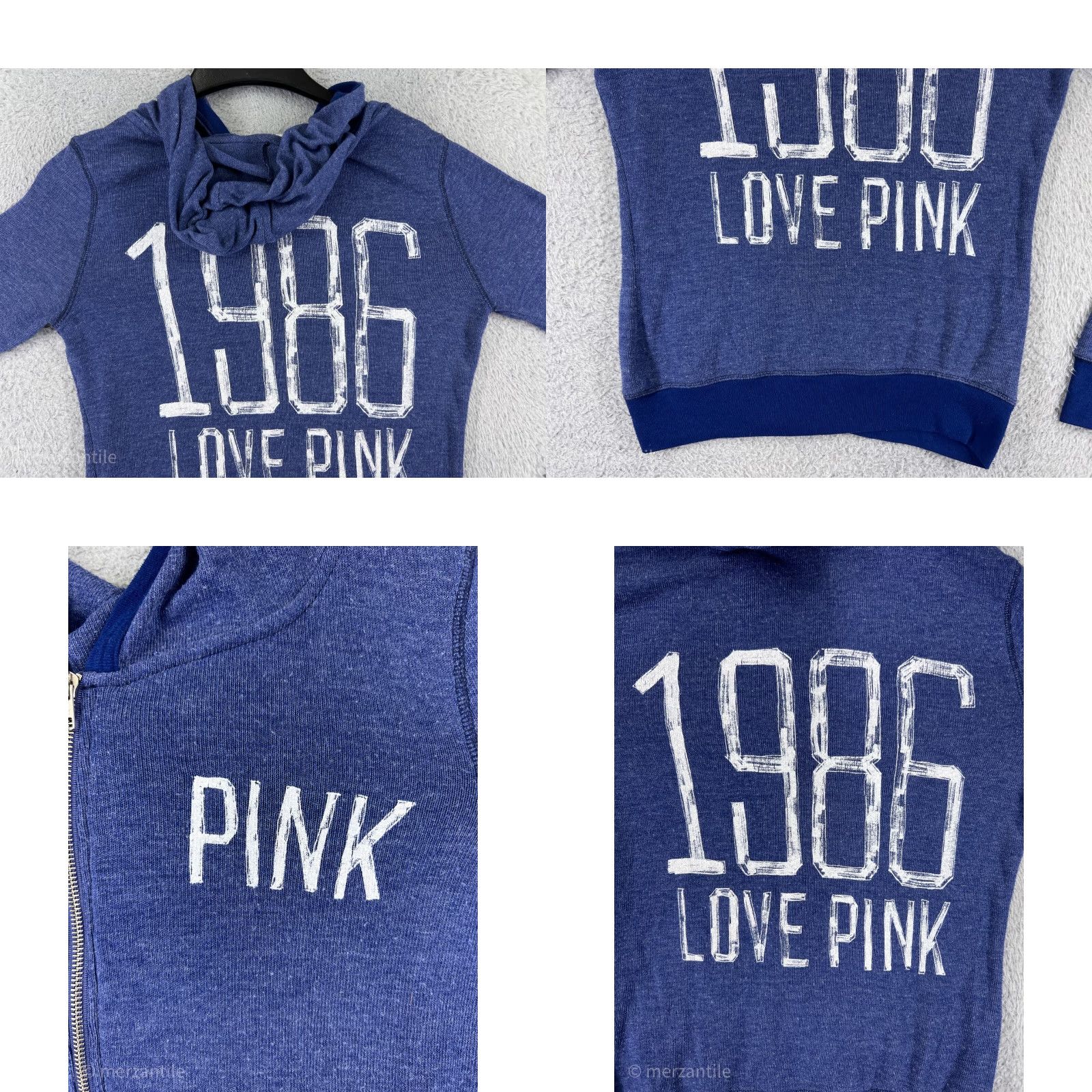 Victoria's Secret Victoria Secret PINK Women Extra Small Blue Sweater Full Zip Hooded Cotton Blend Size S / US 4 / IT 40 - 8 Thumbnail