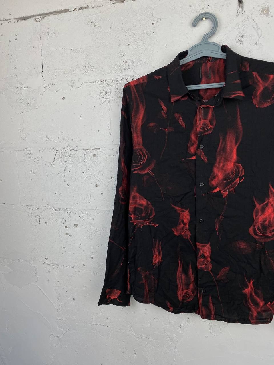 Other Haider Ackerman Style Flaming Roses Black Shirt Japan Size US M / EU 48-50 / 2 - 3 Thumbnail