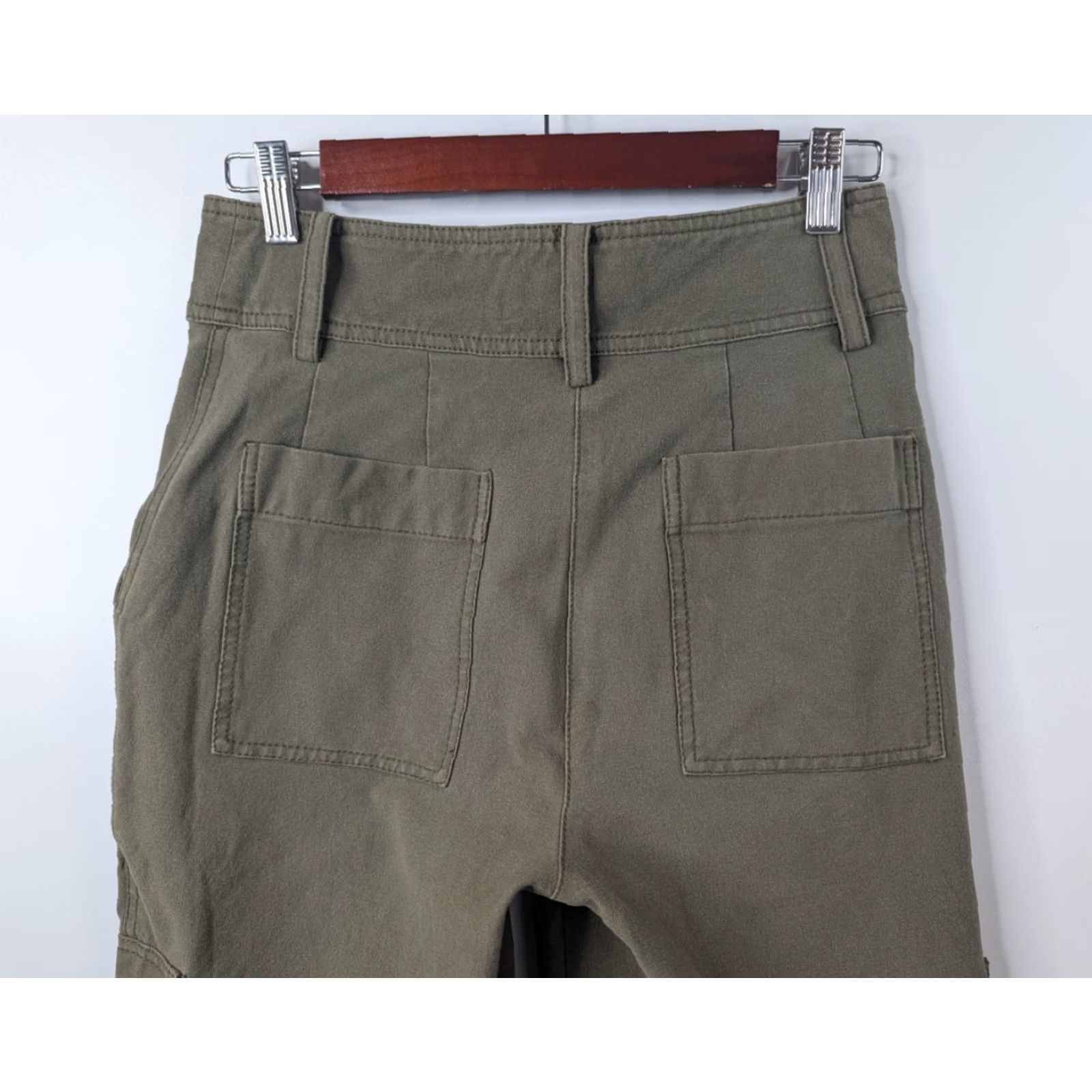 Vintage Derek Lam 10 Crosby Cargo Pants Womens 2 Green Utility Fatigue Military City Quiet Luxury Cargo Pockets Stretch Tailored Regular Tapered Size 26" / US 2 / IT 38 - 6 Thumbnail
