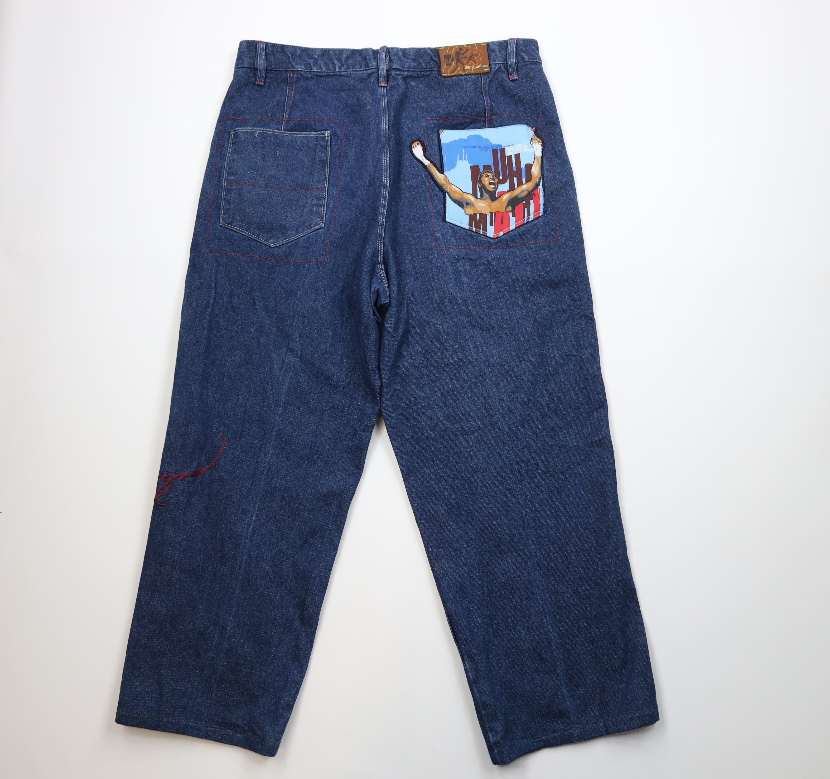 Fubu Vintage Y2K FUBU Muhammad Ali Wide Leg Denim Jeans Blue Size US 42 / EU 58 - 11 Thumbnail