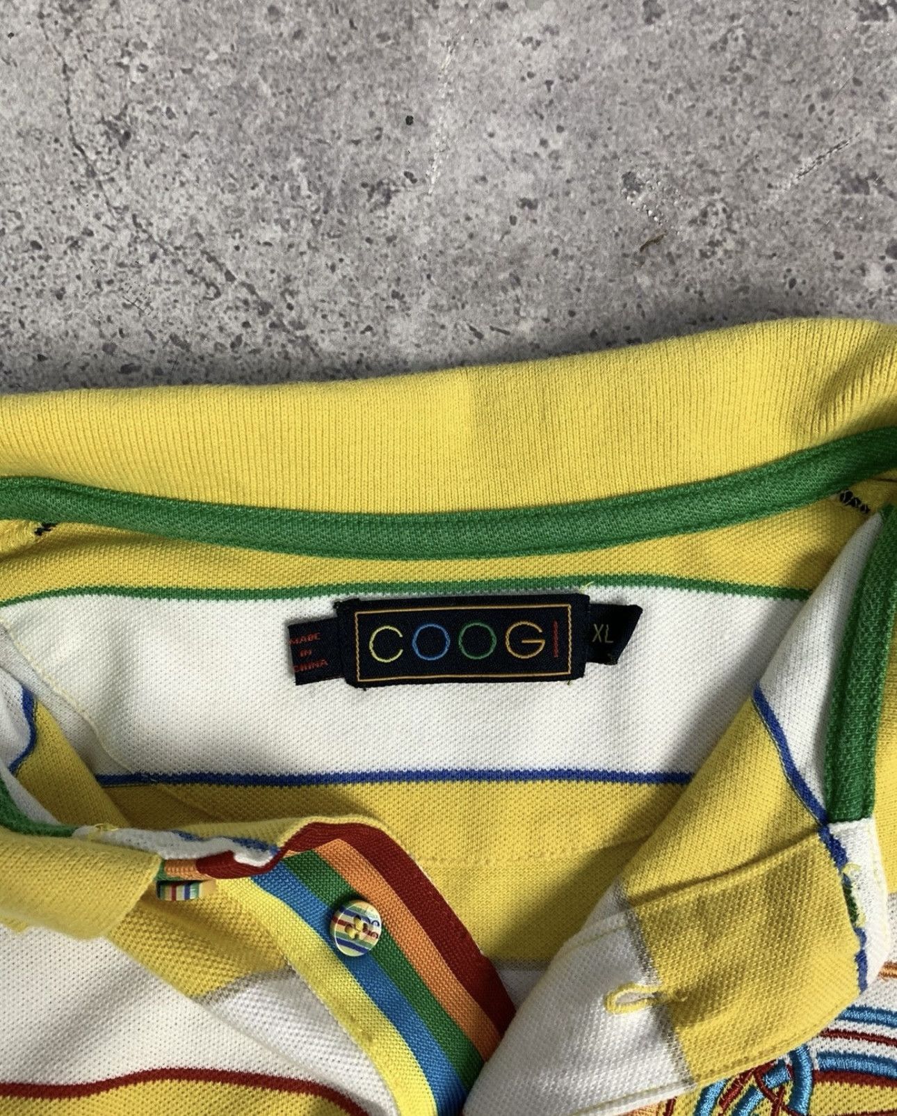 Coogi Vintage COOGI Striped Yellow Polo Size US L / EU 52-54 / 3 - 9 Thumbnail