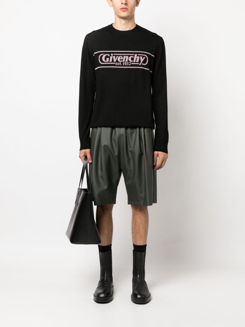 Givenchy o1srvl11e0824 Logo-Intarsia Wool Jumper in Black Size US L / EU 52-54 / 3 - 2 Thumbnail