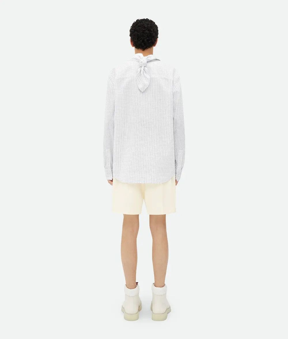 Bottega Veneta o1bcso1str1025 Crisp Cotton Silk Check Bandana Shirt White Size US L / EU 52-54 / 3 - 3 Thumbnail