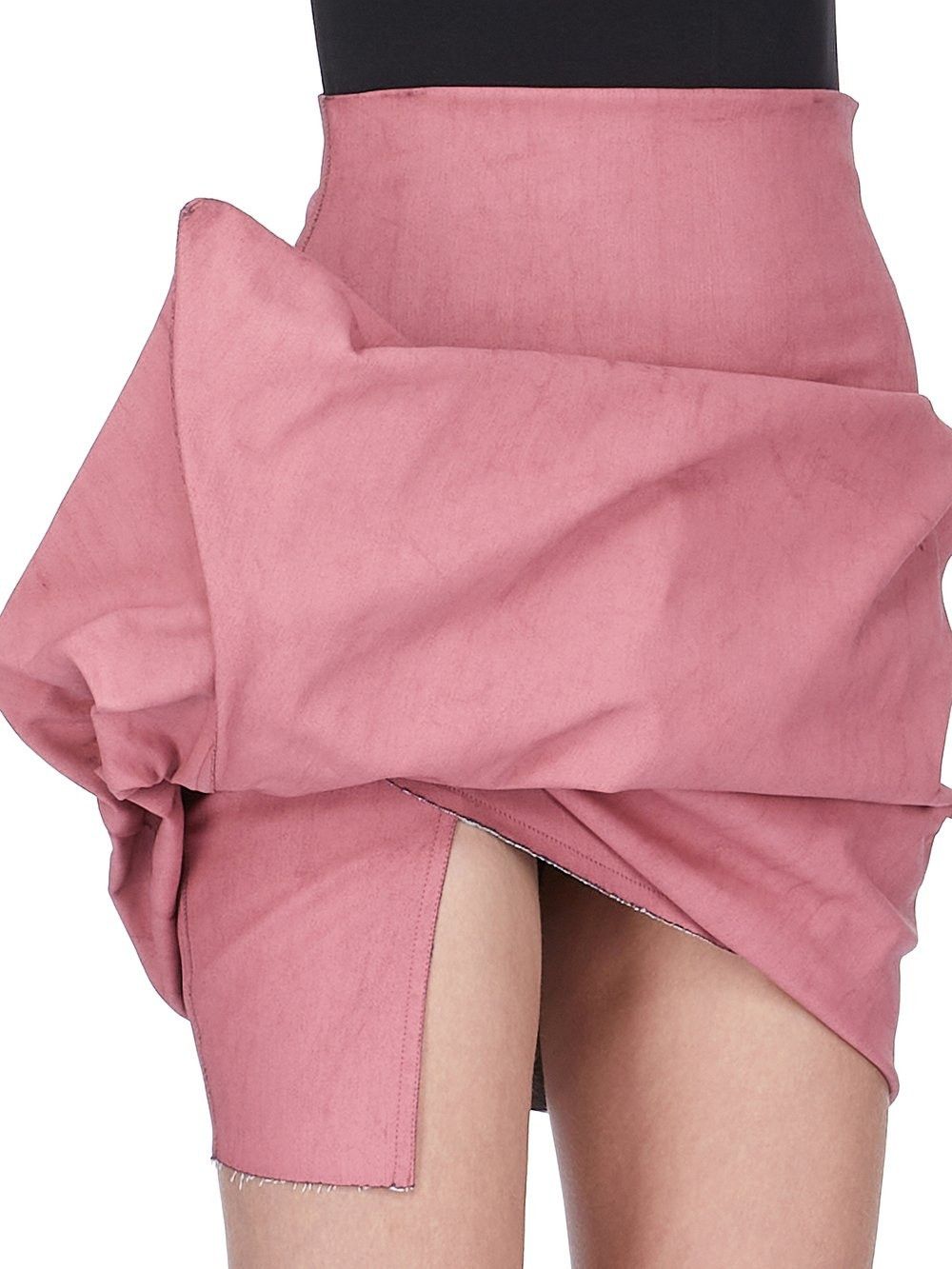 Rick Owens o1y0126 Denim Mini Skirt in Pink Size 27" / US 4 / IT 40 - 2 Thumbnail