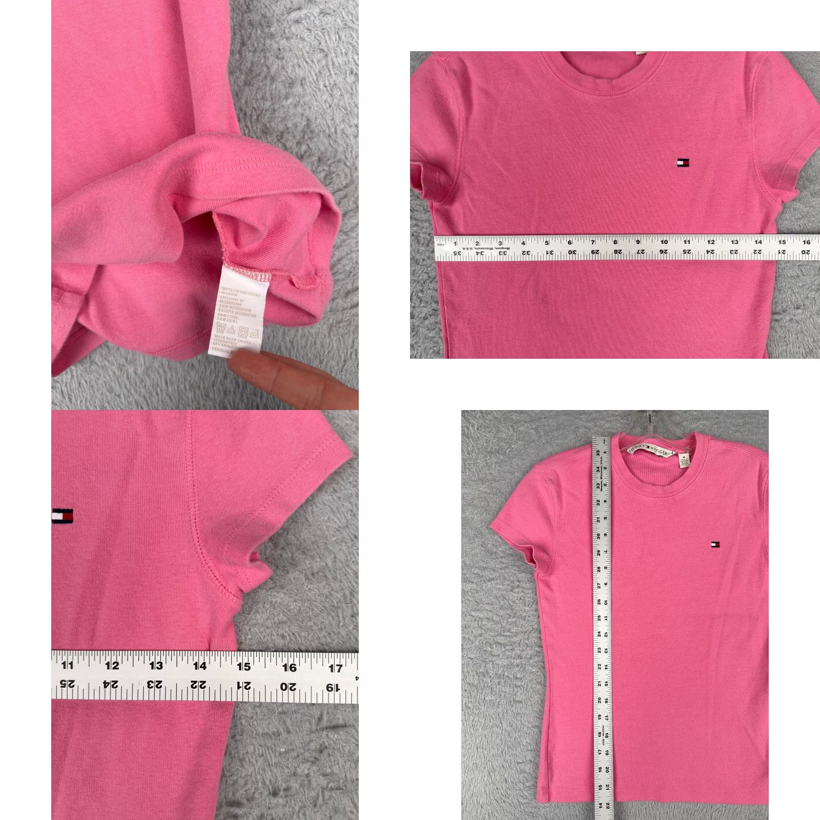 Tommy Hilfiger Tommy Hilfiger Shirt Teens M Pink Cotton Short Sleeve Crew Neck Logo Size M / US 6-8 / IT 42-44 - 8 Thumbnail