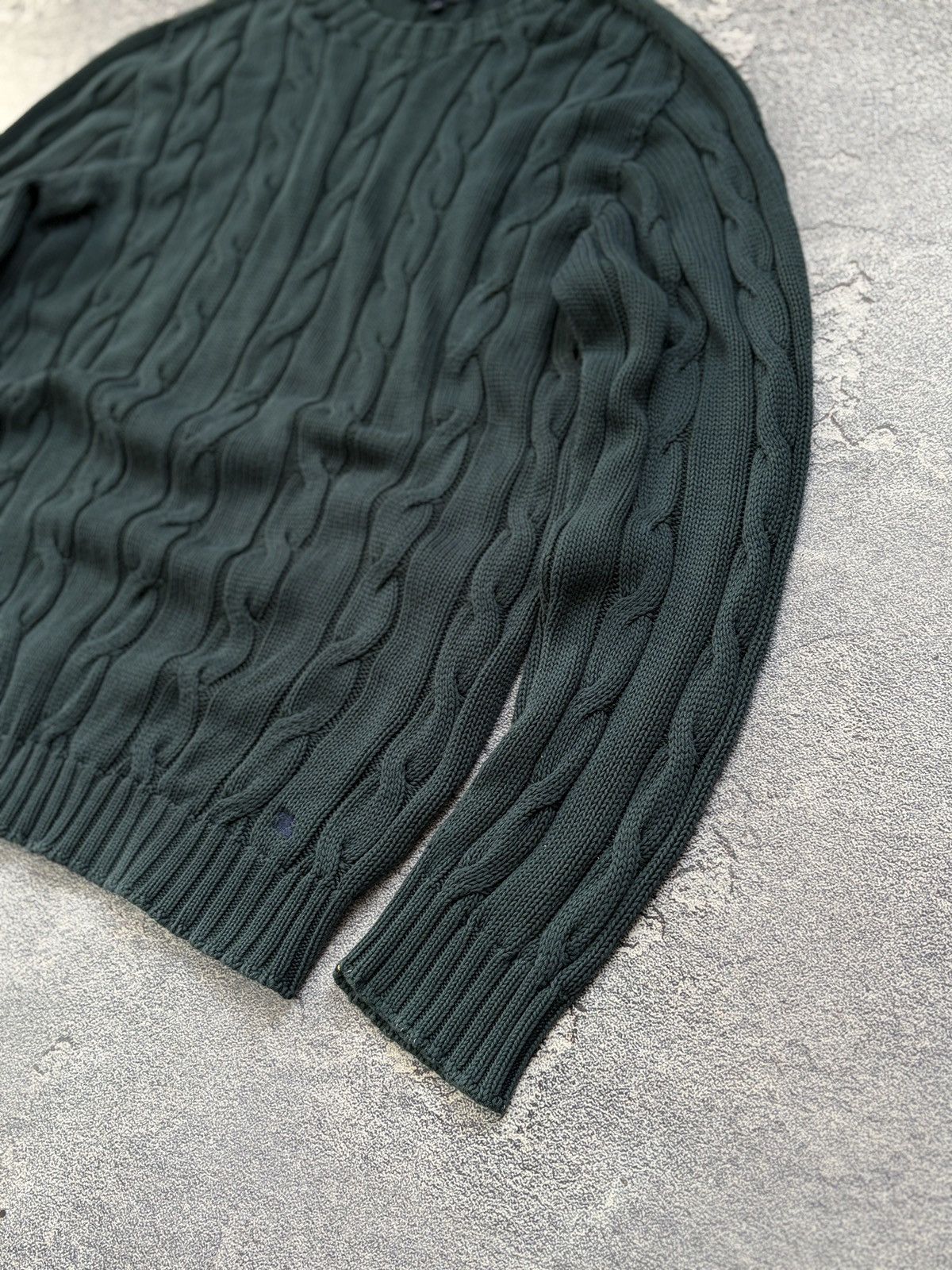 Burberry Burberry London Dark Green Cable Knit Cotton Sweater Size L Size US L / EU 52-54 / 3 - 5 Thumbnail