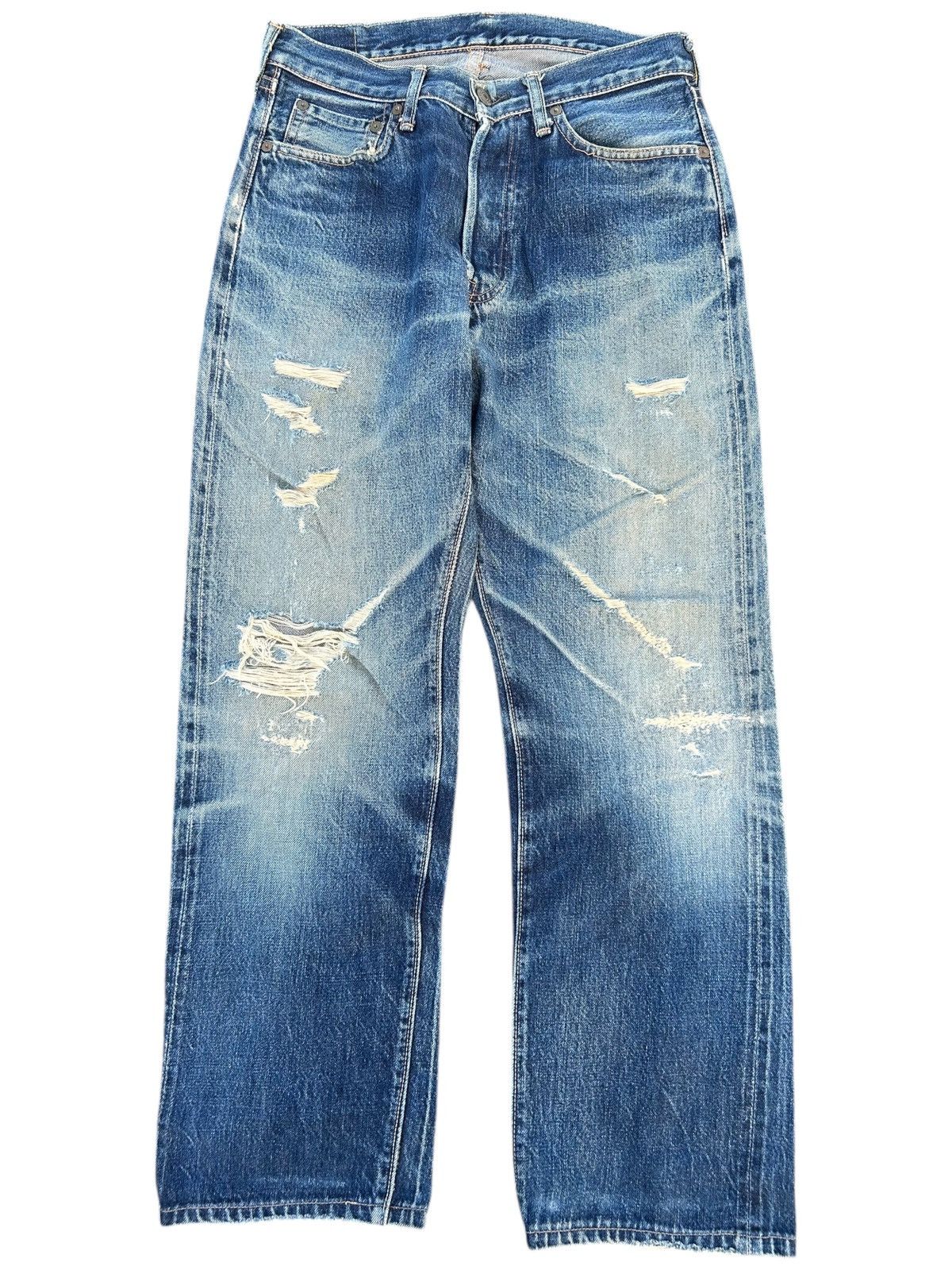 Vintage Full Count Distressed Selvedge Denim Jeans 29x33