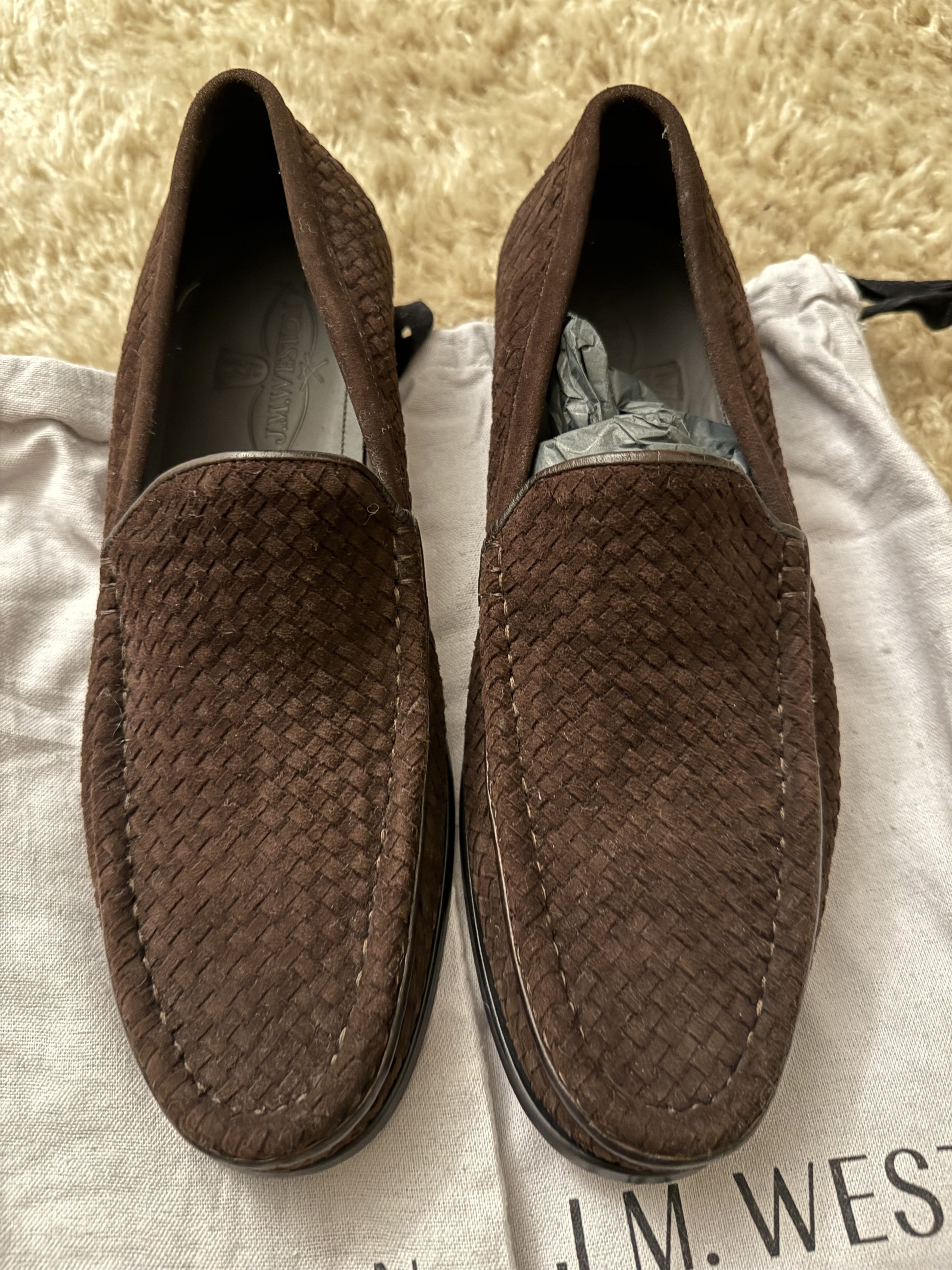 J.M. Weston J.M. WESTON Woven Supple Ebony Suede Goatskin Loafers -Brown Size US 9 / EU 42 - 1 Thumbnail