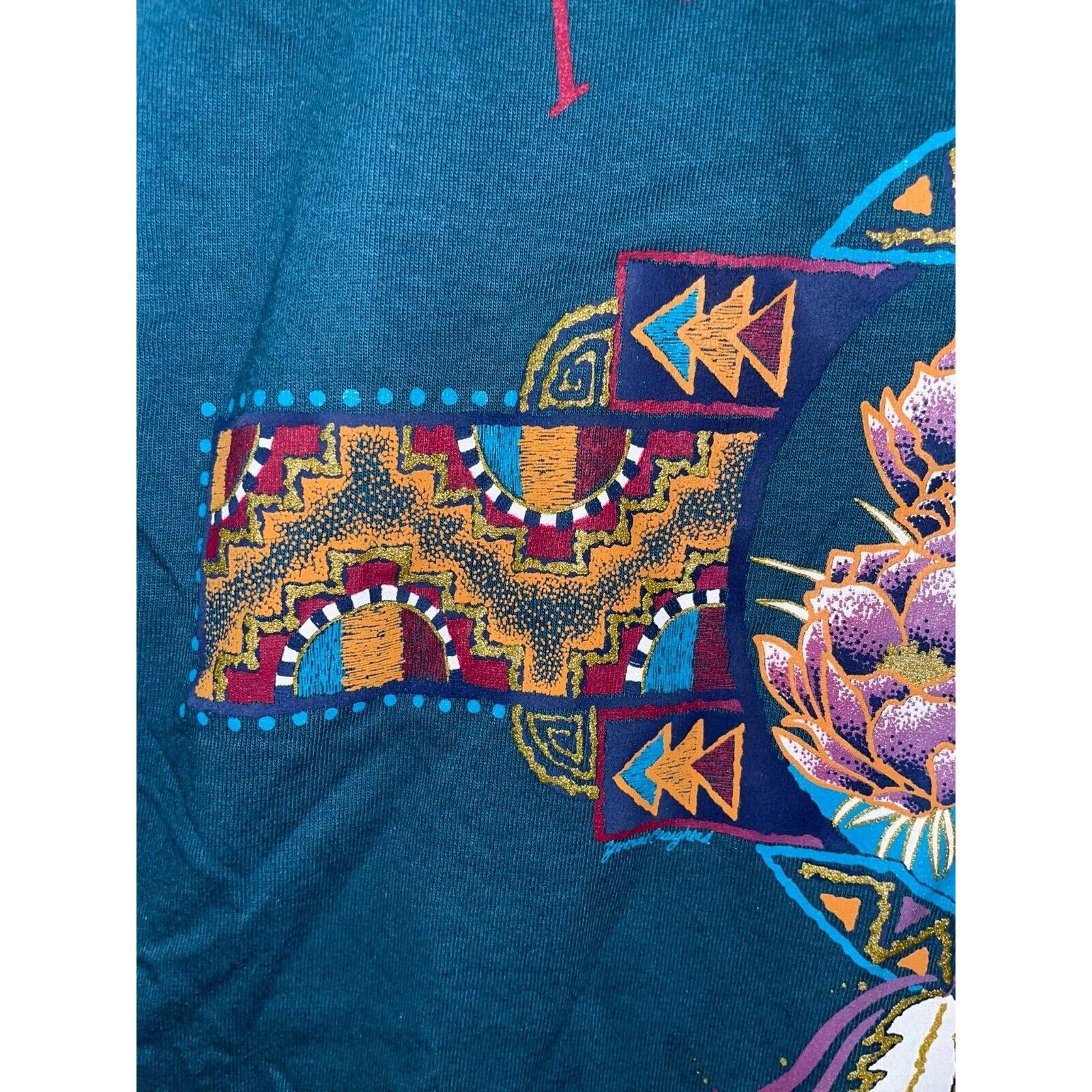 Jerzees Vintage Arizona Shirt Cactus Flower Print Graphic Tee 90s L Size US L / EU 52-54 / 3 - 4 Thumbnail