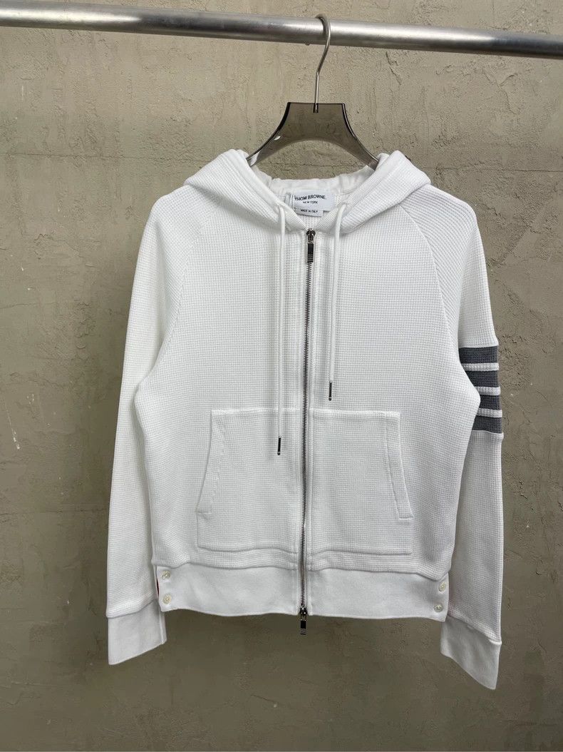 Thom Browne Thom browne White four-striped waffle zipper jacket 2504-N Size US XS / EU 42 / 0 - 2 Thumbnail