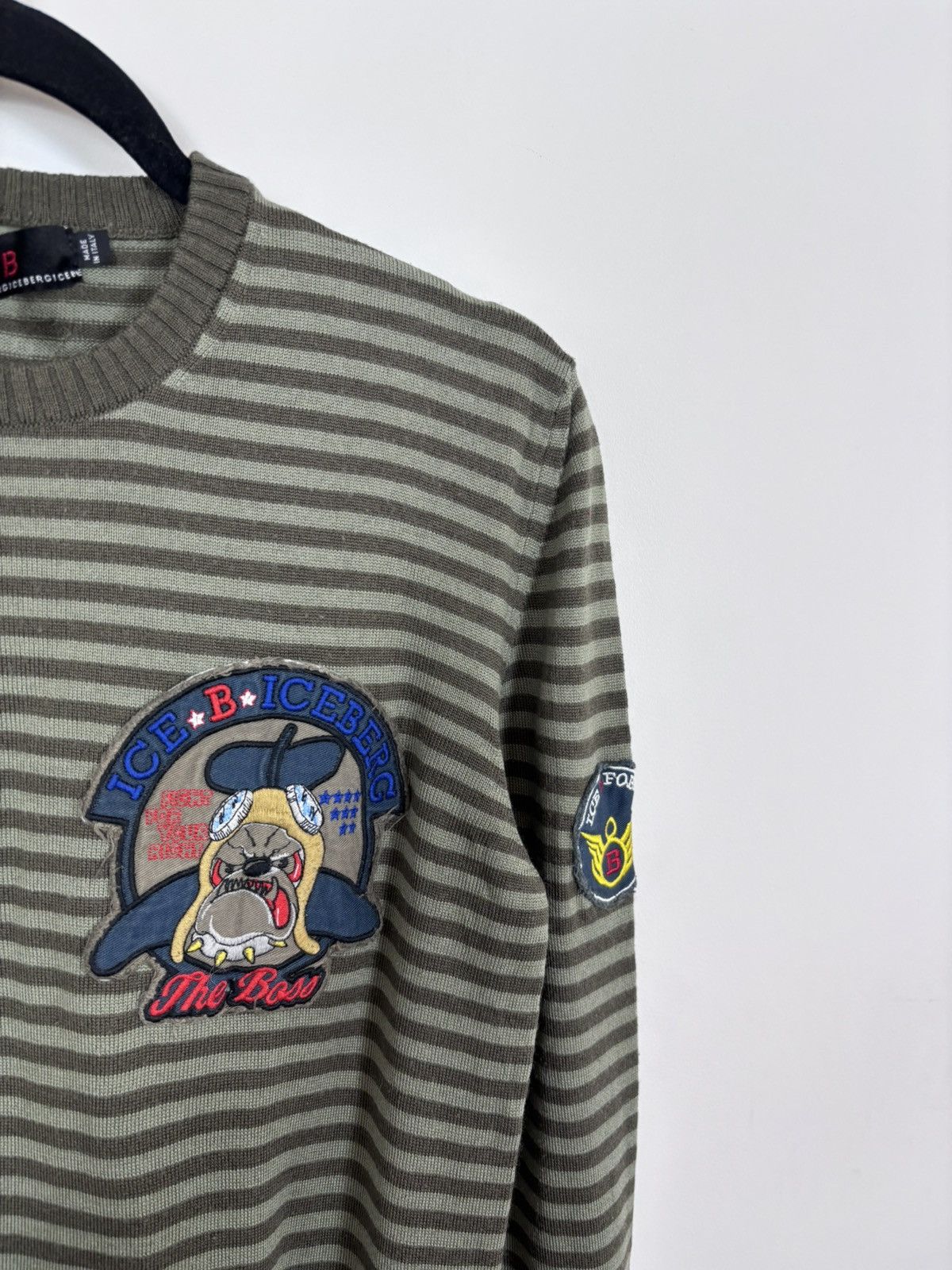 Iceberg Vintage Ice B Iceberg Men’s AirForce Khaki Wool Sweater Size US S / EU 44-46 / 1 - 6 Thumbnail