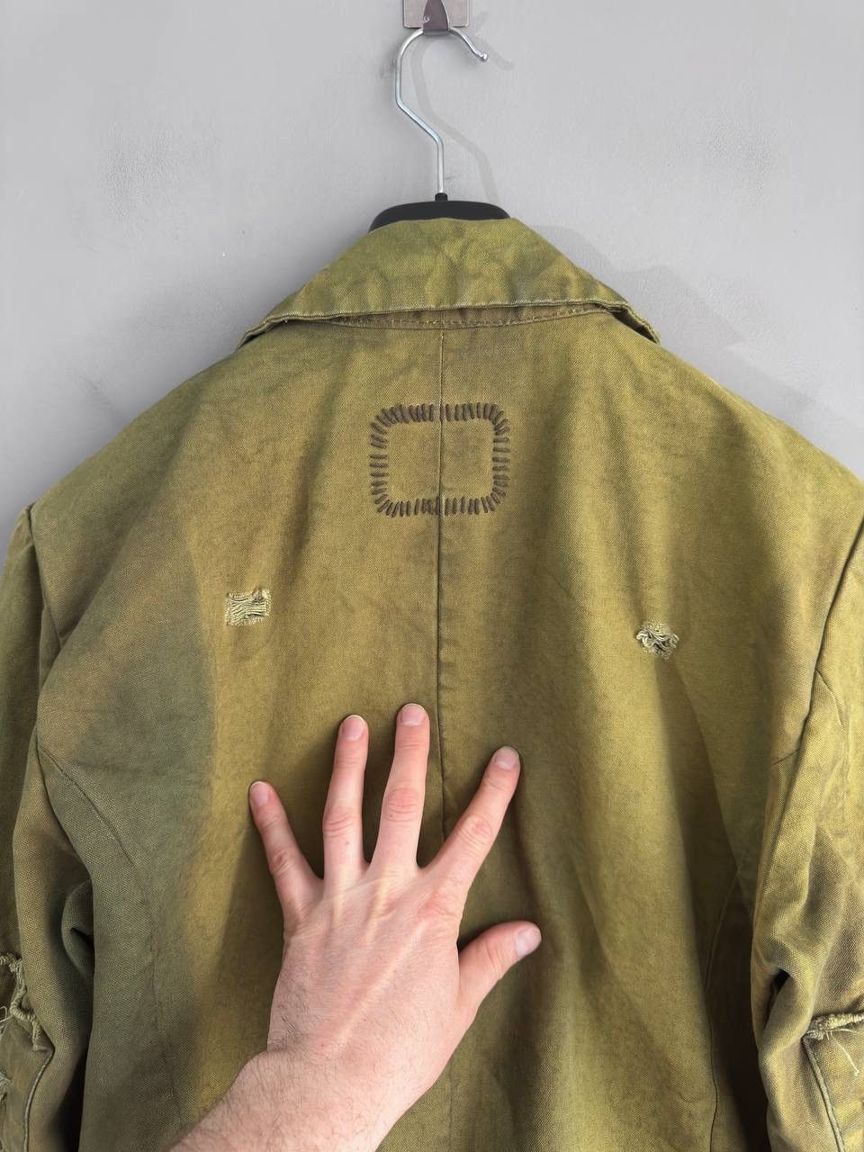 tigha Tigha Men's Canvas Cotton/Leather Distressed Biker Jacket, L Size US L / EU 52-54 / 3 - 21 Thumbnail