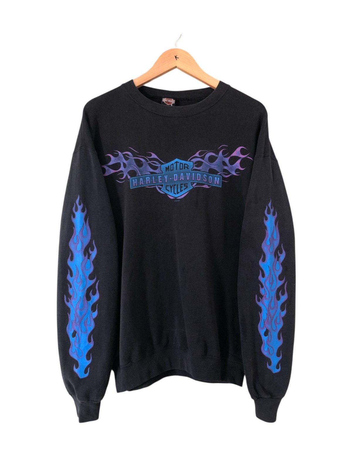 Harley Davidson Vintage Harley Davidson Blue Flame Sweatshirt Crewneck Size US M / EU 48-50 / 2 - 1 Thumbnail