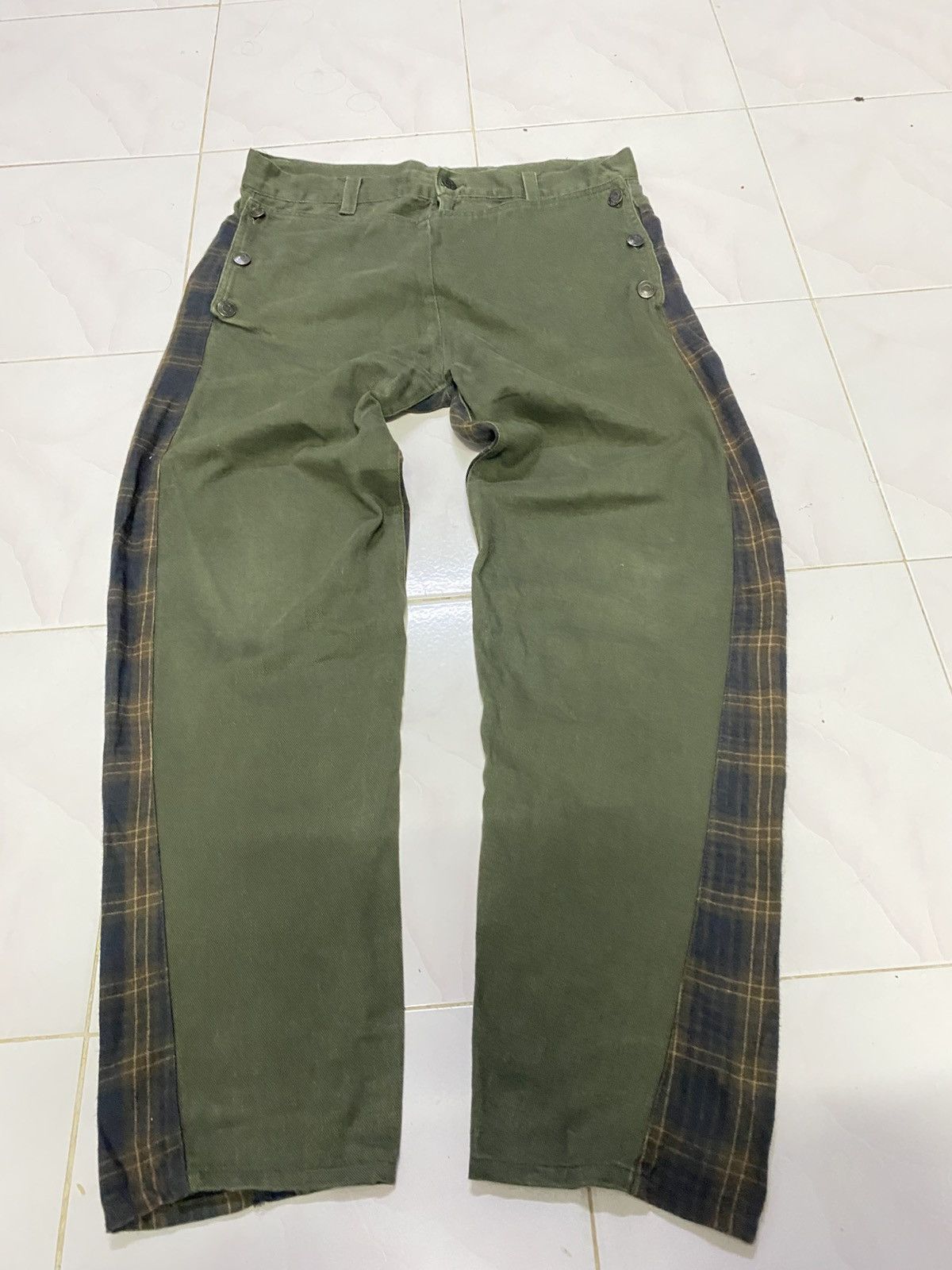 If Six Was Nine × Kapital × Needles Unbrand Shadow Plaid Patch Rebuild Pant Size US 32 / EU 48 - 2 Thumbnail