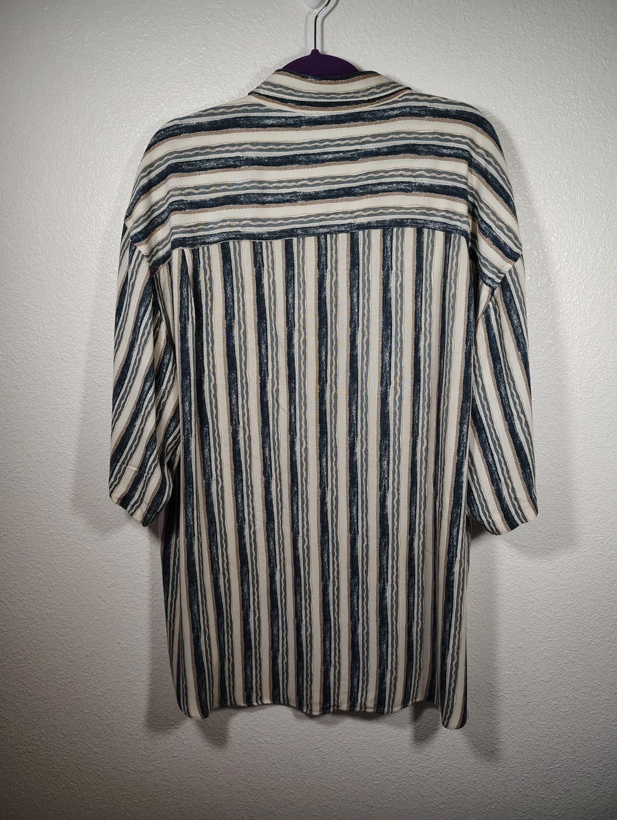 Other Riscatto Men's XL Button up collar striped blue beige tan Size US XL / EU 56 / 4 - 3 Thumbnail