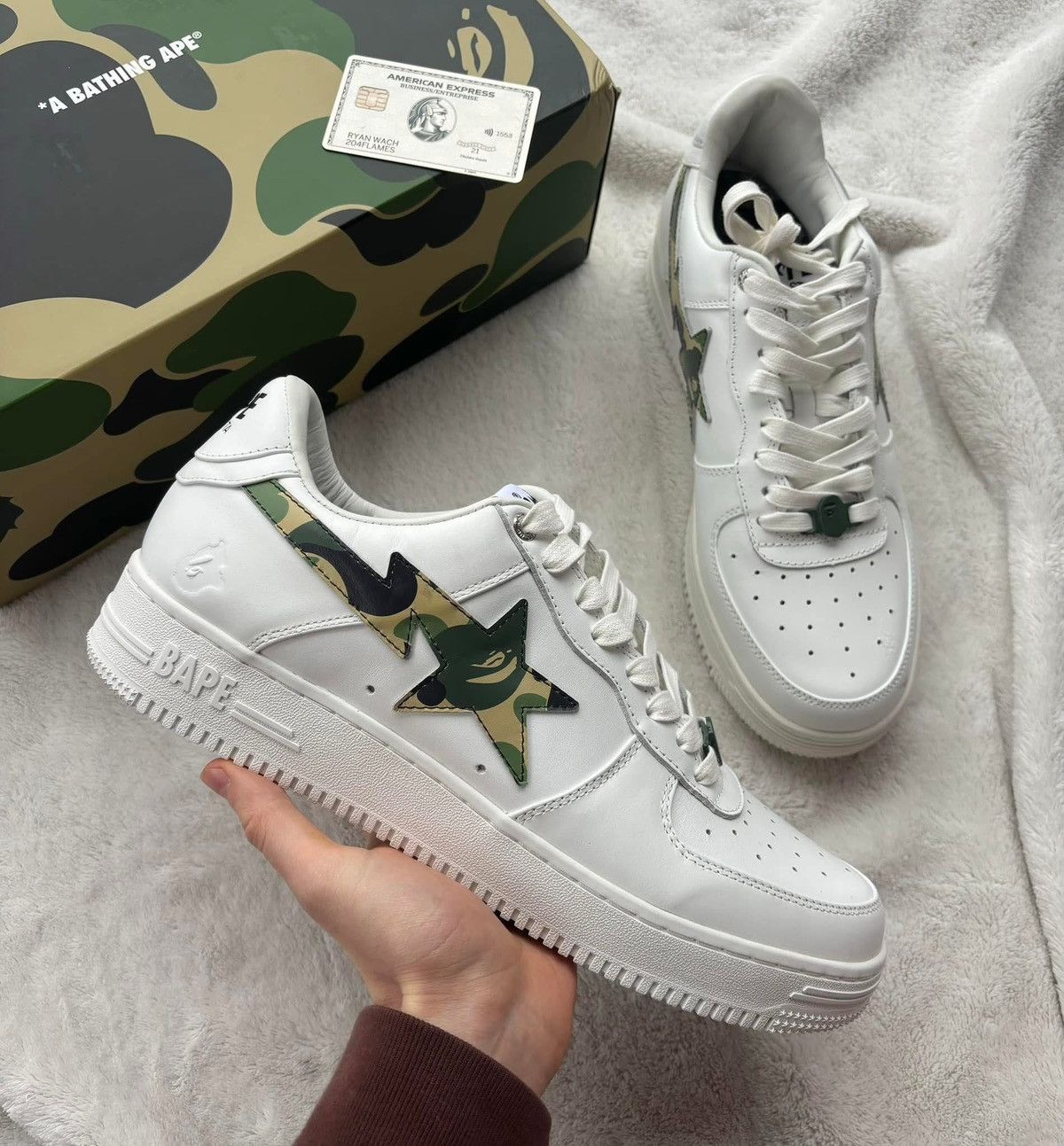 Bape Bape Sta White/Camo Classic Sneakers Size US 13 / EU 46 - 2 Thumbnail
