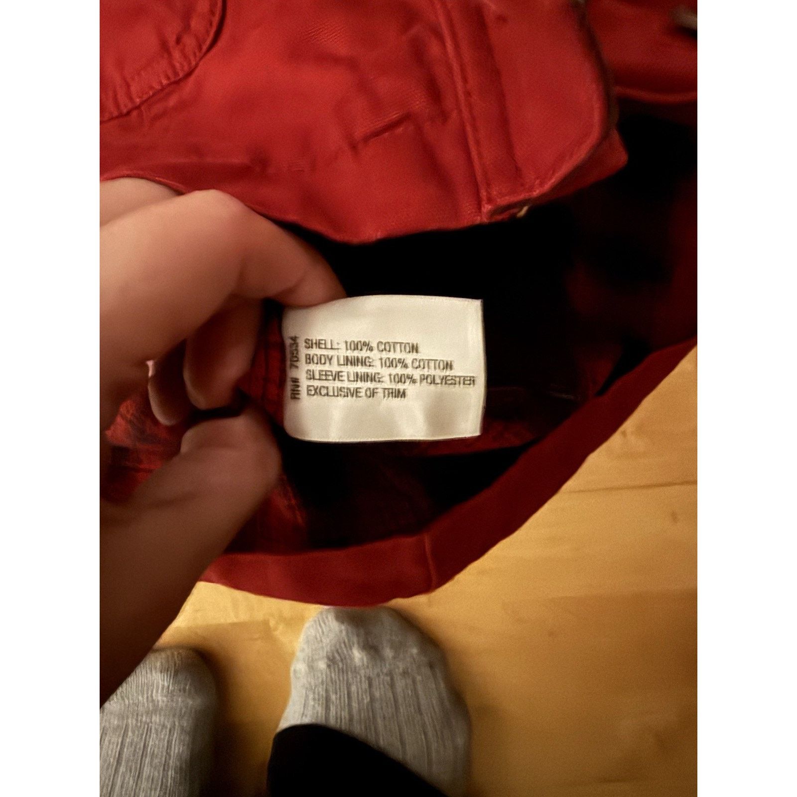 Orvis Barn Chore Coat Flannel Lined Full Zip Corduroy Collar in Red, Men's — image 4 of 4