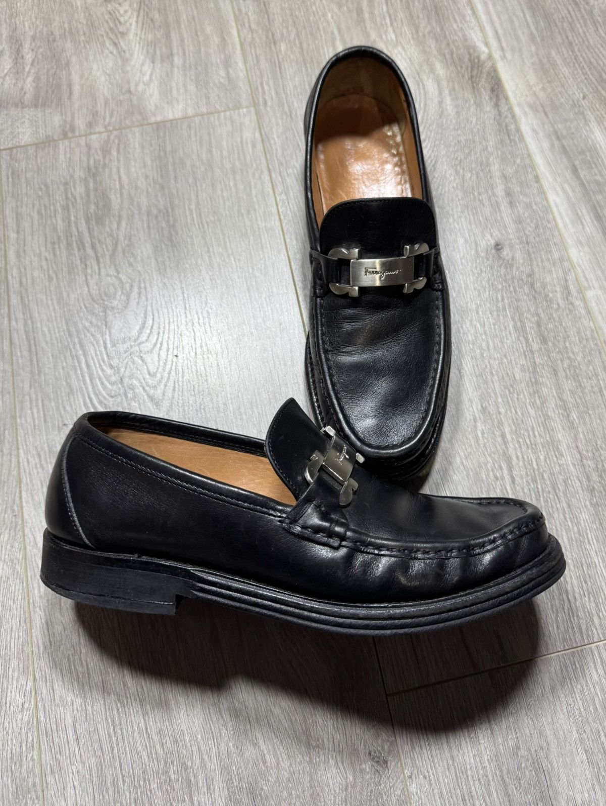 Salvatore Ferragamo × Vintage Vintage Salvatore Ferragamo Master Loafer Black Leather Size US 8 / EU 41 - 1 Thumbnail