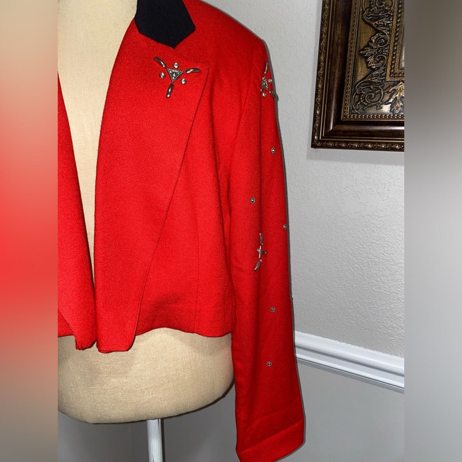 Vintage CRISCIONE Vintage Jeweled Crop Blazer Size L / US 10 / IT 46 - 4 Thumbnail