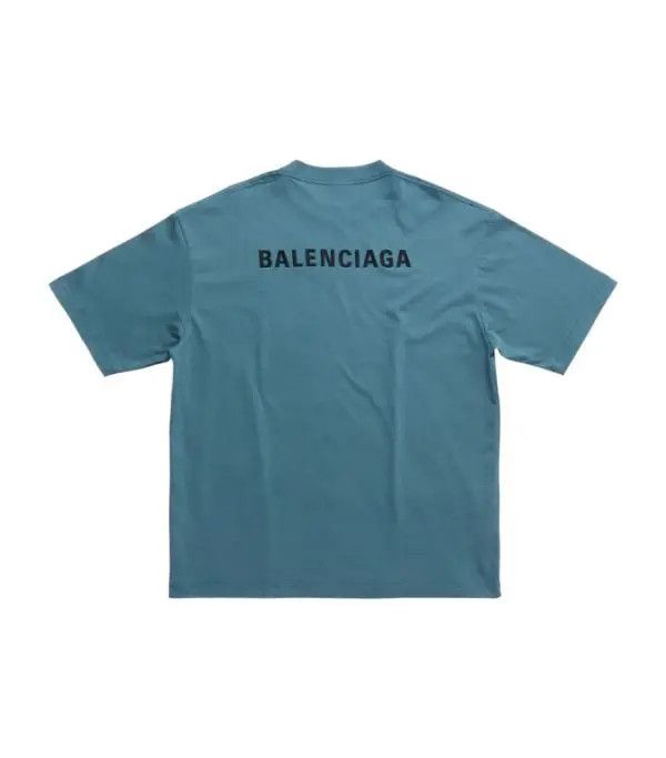Balenciaga o1bcso1str1124 Back T-Shirt Medium Fit in Slate Blue Size US M / EU 48-50 / 2 - 2 Thumbnail