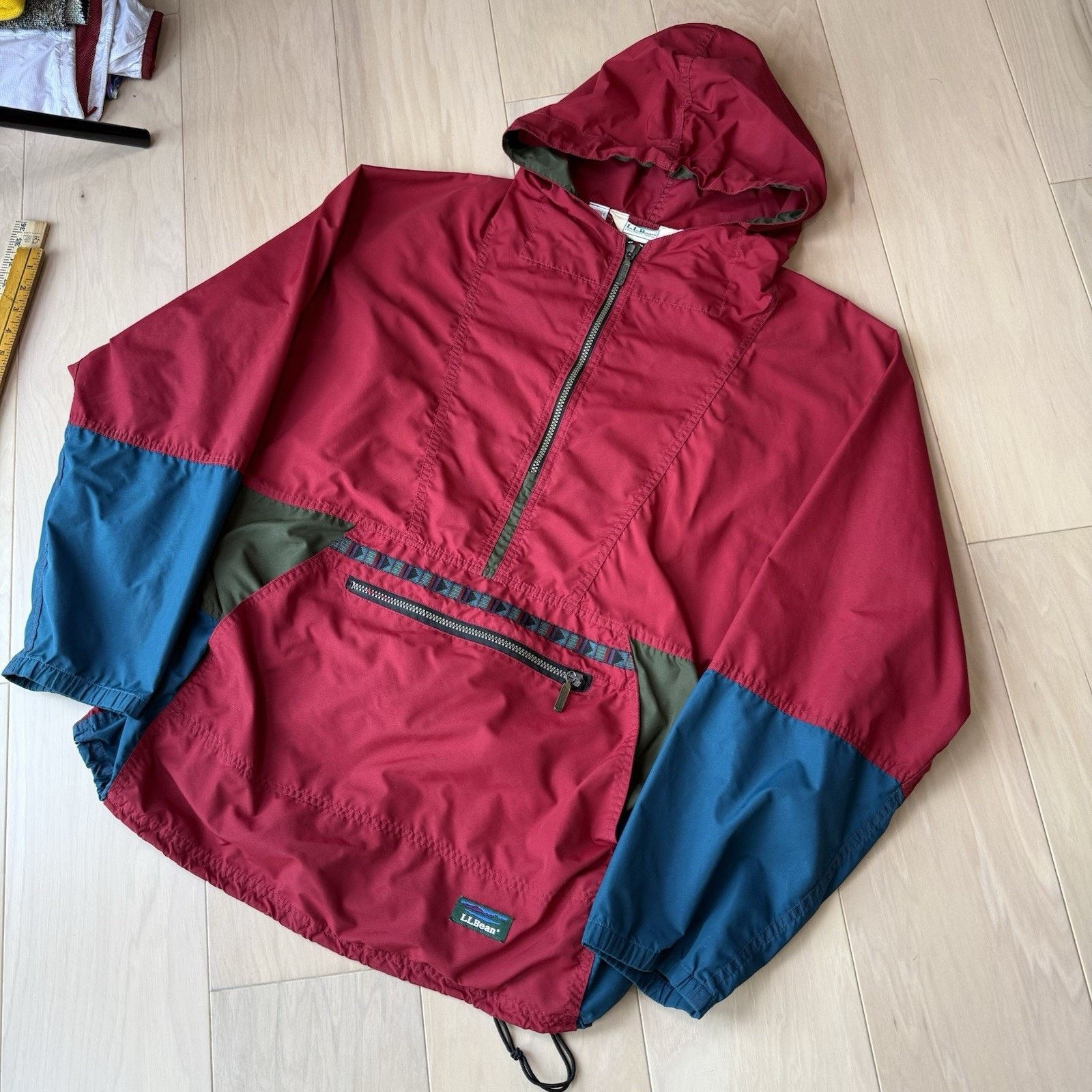 L.L. Bean Vintage LL Bean Anorak L Red 1/2 Zip Pullover Hooded 90s Size US L / EU 52-54 / 3 - 9 Thumbnail